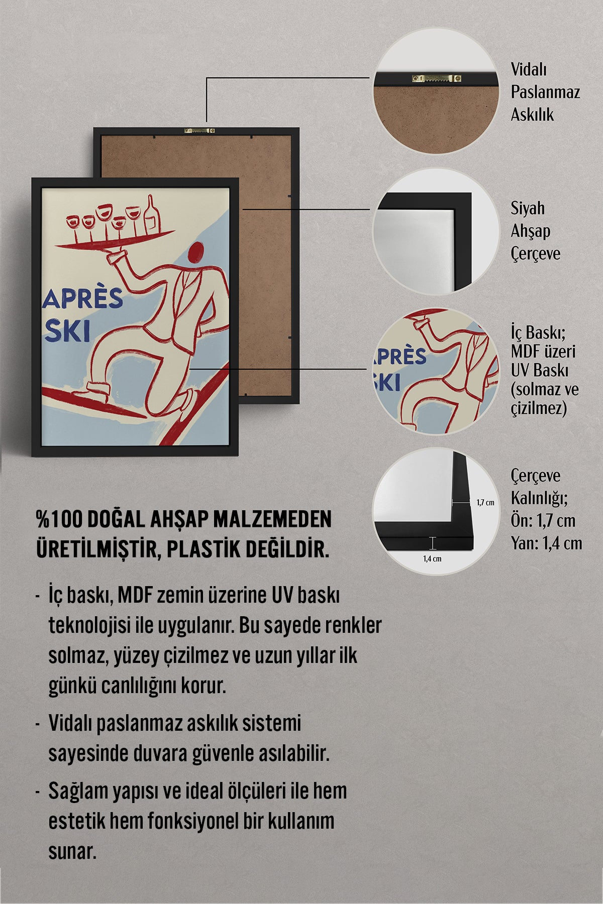 HOMEPACK Ahşap Çerçeveli Tablo Çerçeveli Poster Sanatsal Modern Duvar Dekoru BEK-8303