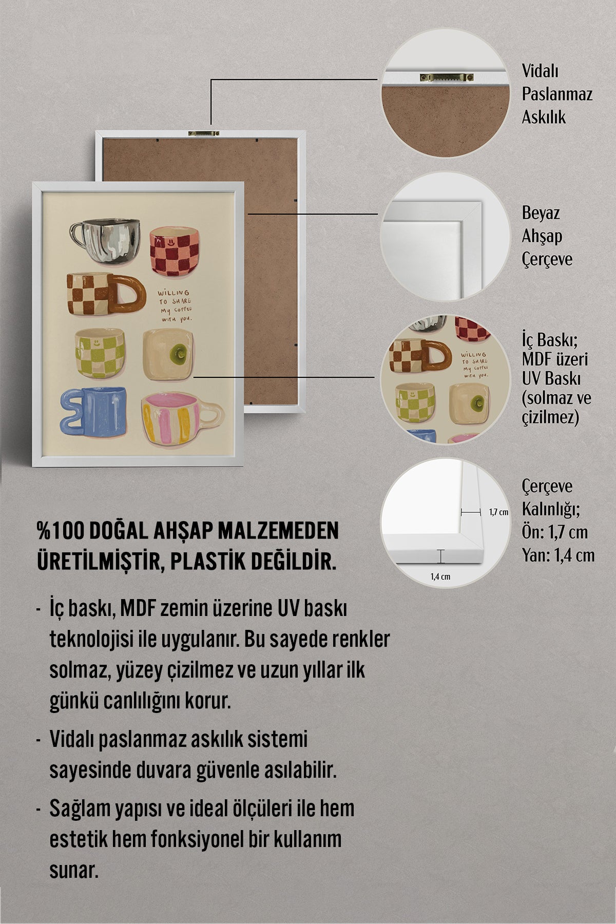 HOMEPACK Ahşap Çerçeveli Tablo Çerçeveli Poster Sanatsal Modern Duvar Dekoru BEK-8304