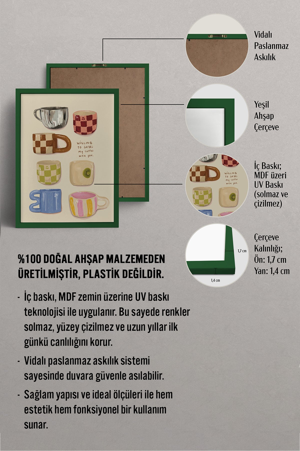 HOMEPACK Ahşap Çerçeveli Tablo Çerçeveli Poster Sanatsal Modern Duvar Dekoru BEK-8304