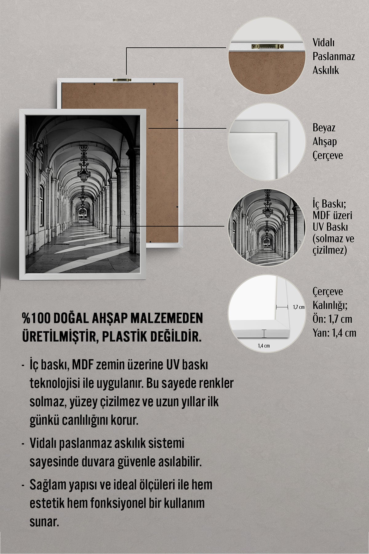 HOMEPACK Ahşap Çerçeveli Tablo Çerçeveli Poster Sanatsal Modern Duvar Dekoru BEK-8305