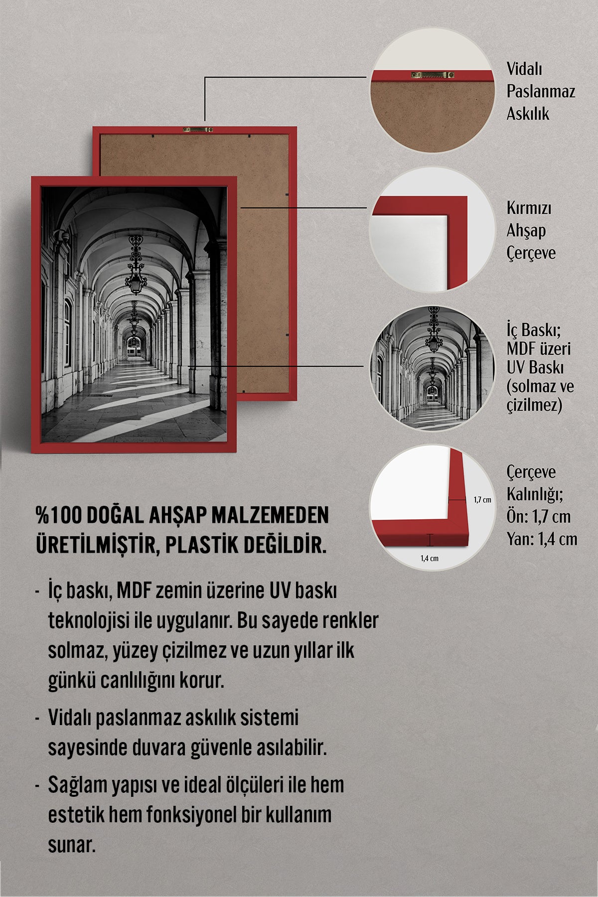 HOMEPACK Ahşap Çerçeveli Tablo Çerçeveli Poster Sanatsal Modern Duvar Dekoru BEK-8305