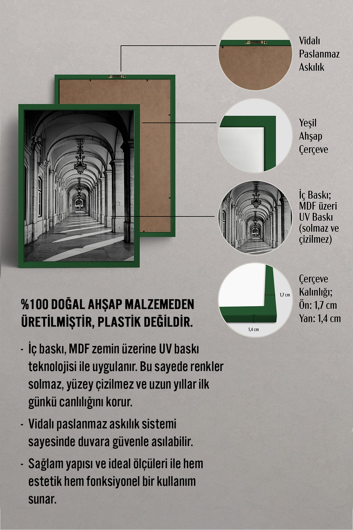 HOMEPACK Ahşap Çerçeveli Tablo Çerçeveli Poster Sanatsal Modern Duvar Dekoru BEK-8305