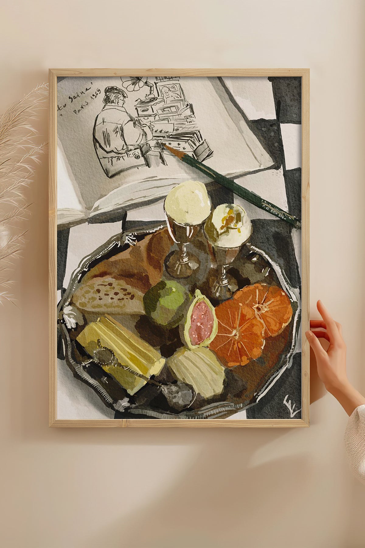 HOMEPACK Ahşap Çerçeveli Tablo Çerçeveli Poster Sanatsal Modern Duvar Dekoru BEK-8306