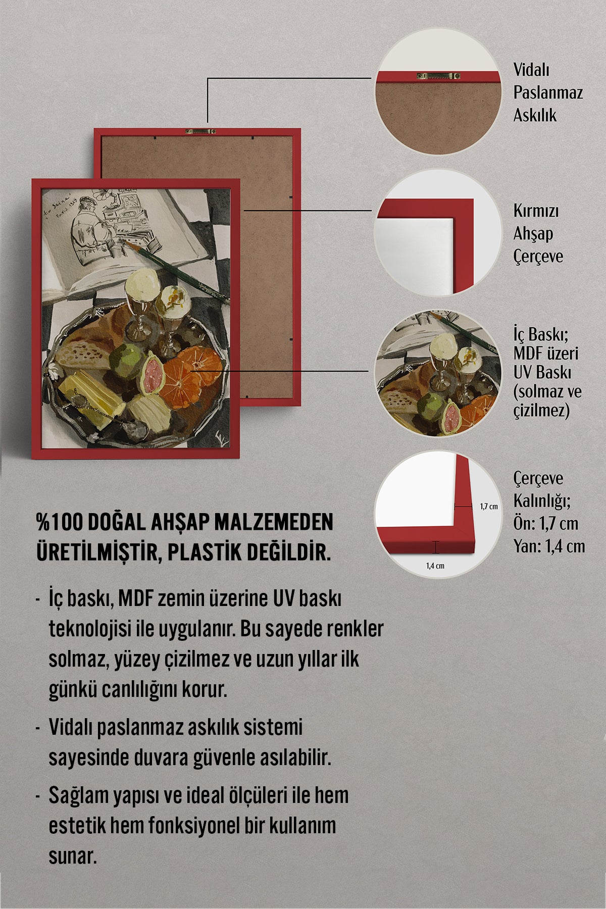 HOMEPACK Ahşap Çerçeveli Tablo Çerçeveli Poster Sanatsal Modern Duvar Dekoru BEK-8306
