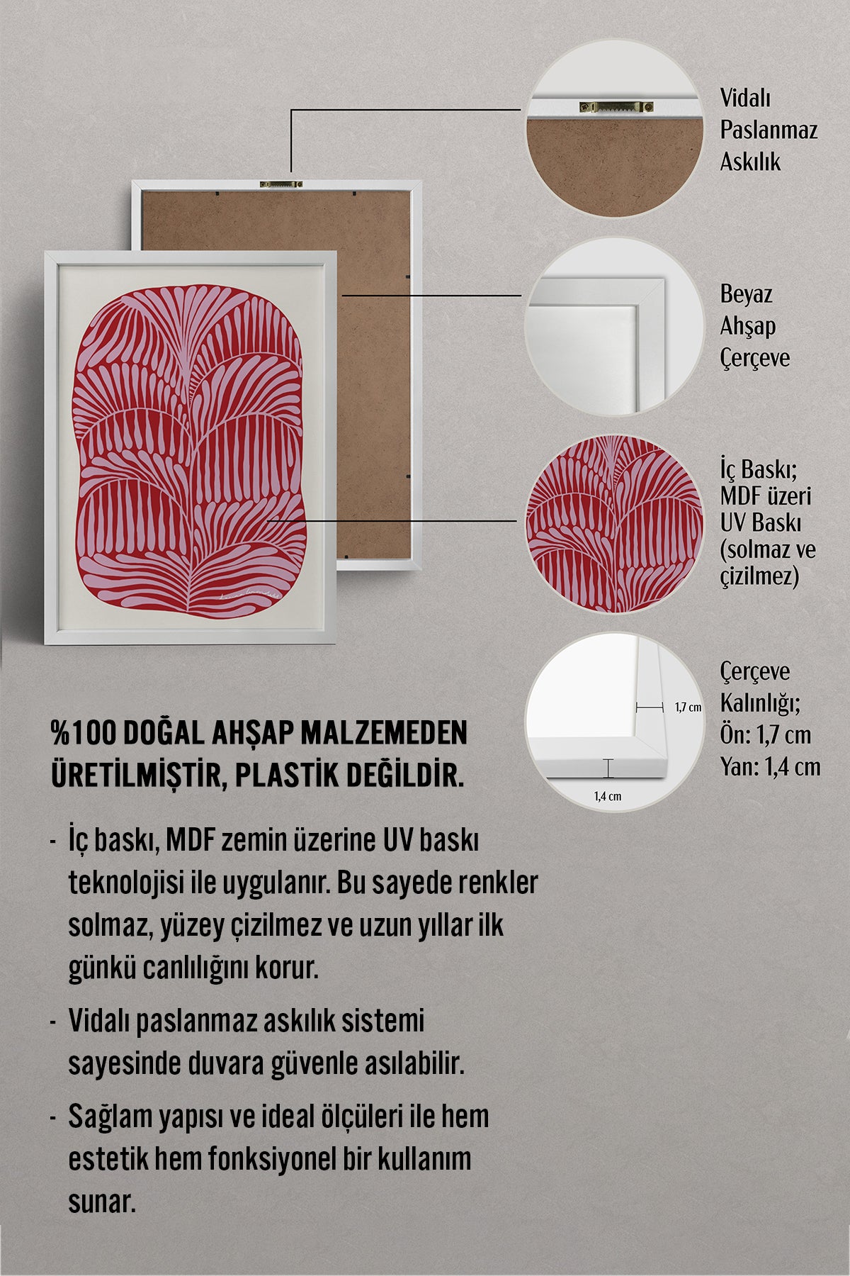 HOMEPACK Ahşap Çerçeveli Tablo Çerçeveli Poster Sanatsal Modern Duvar Dekoru BEK-8307