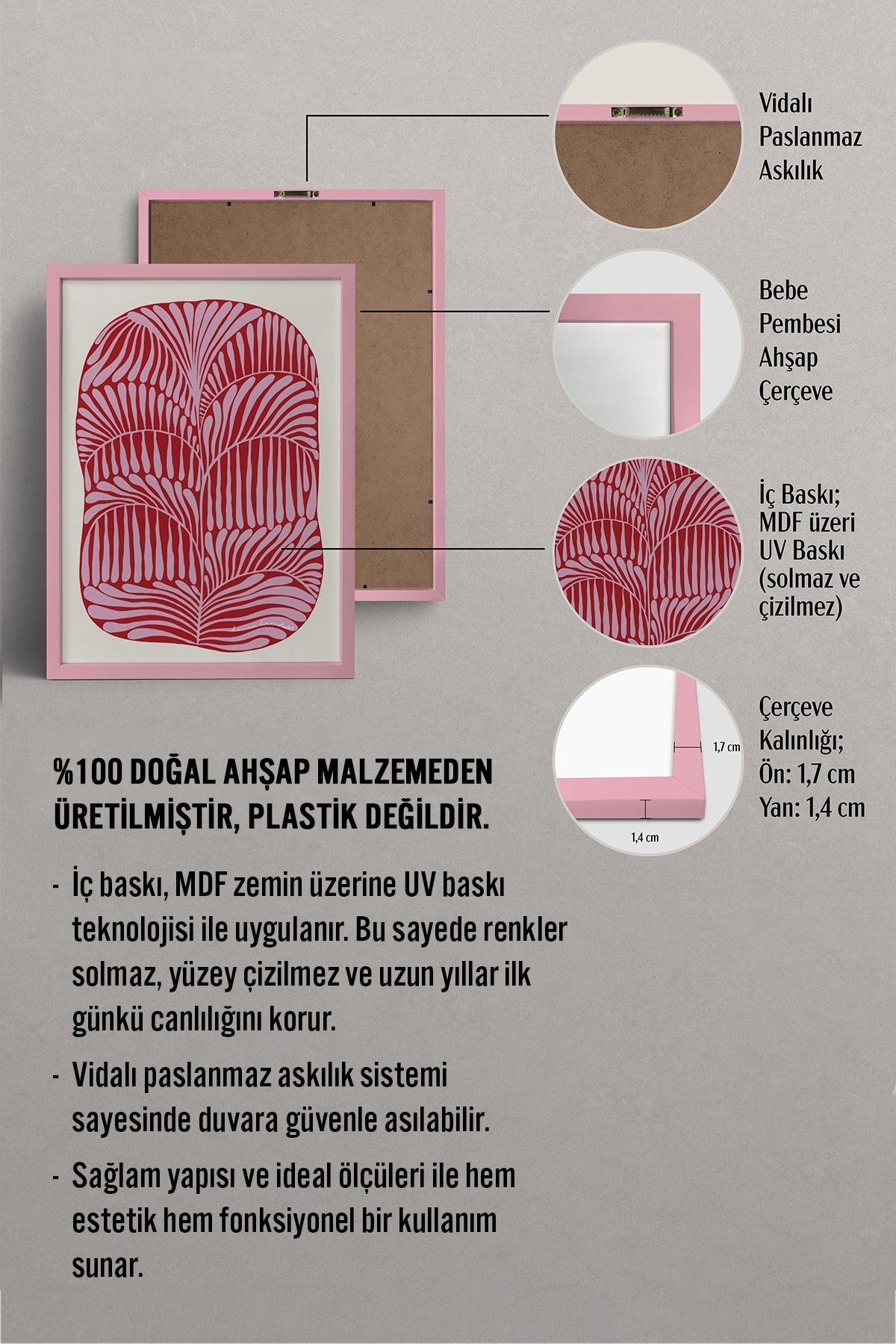 HOMEPACK Ahşap Çerçeveli Tablo Çerçeveli Poster Sanatsal Modern Duvar Dekoru BEK-8307