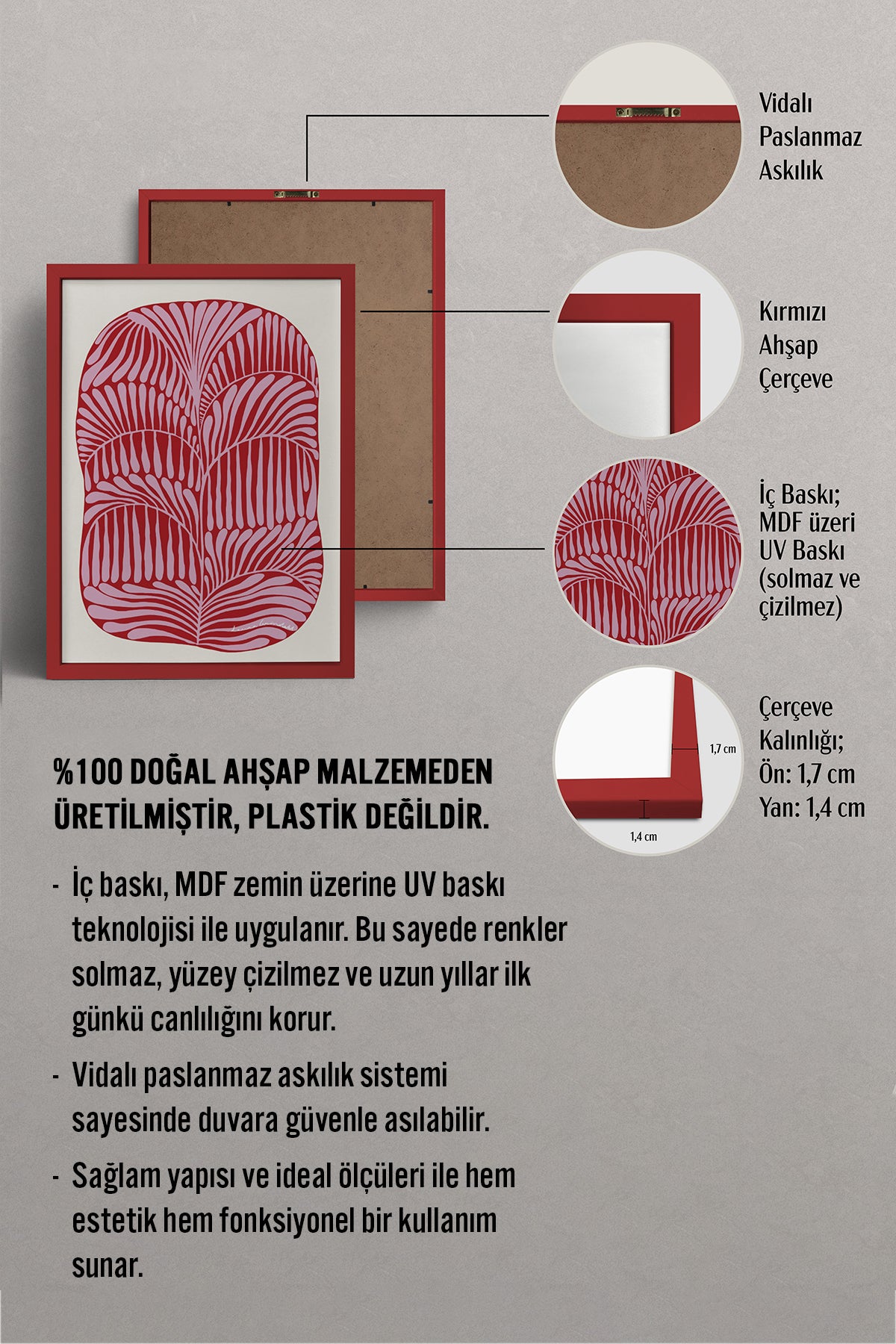 HOMEPACK Ahşap Çerçeveli Tablo Çerçeveli Poster Sanatsal Modern Duvar Dekoru BEK-8307