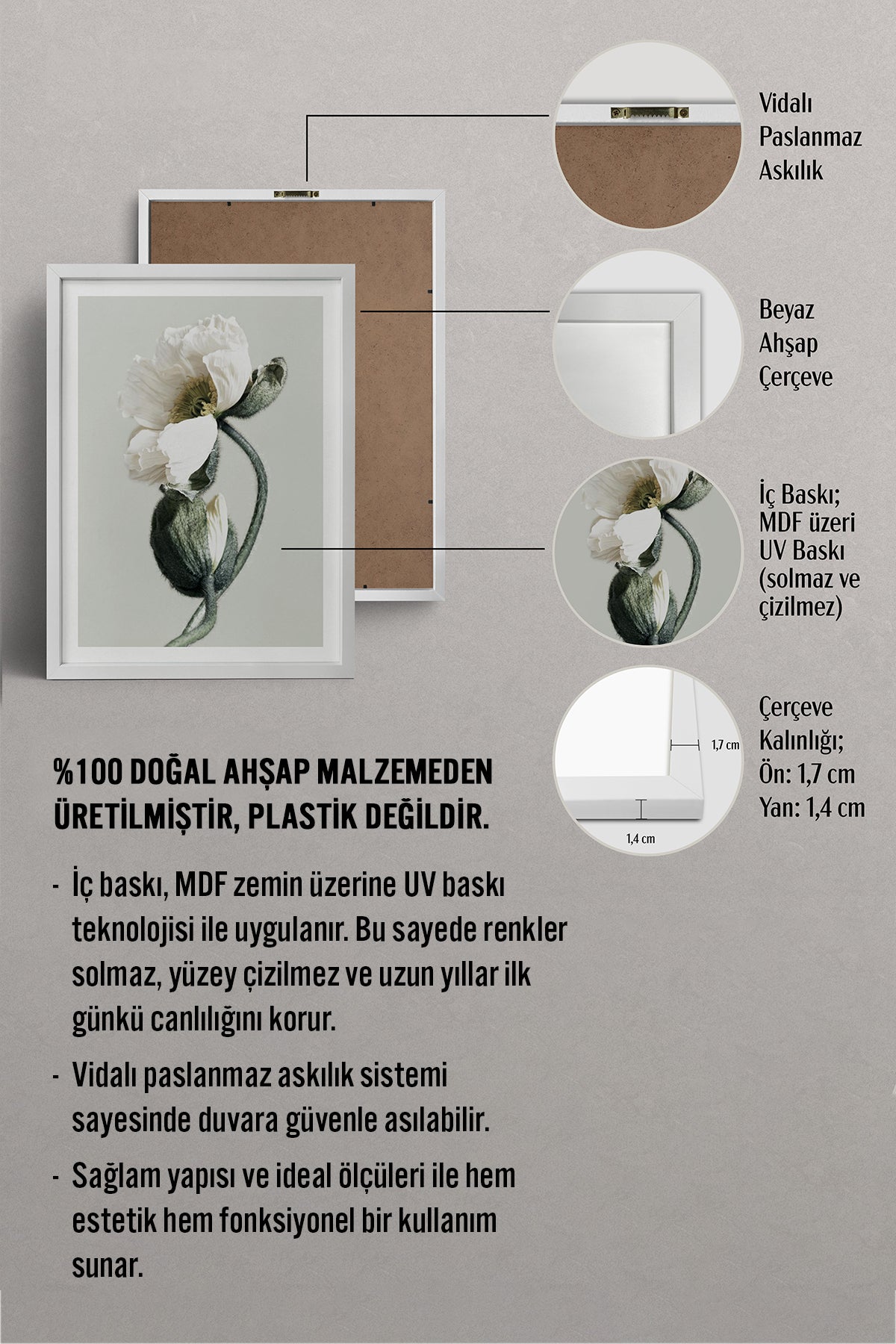 HOMEPACK Ahşap Çerçeveli Tablo Çerçeveli Poster Sanatsal Modern Duvar Dekoru BEK-8308