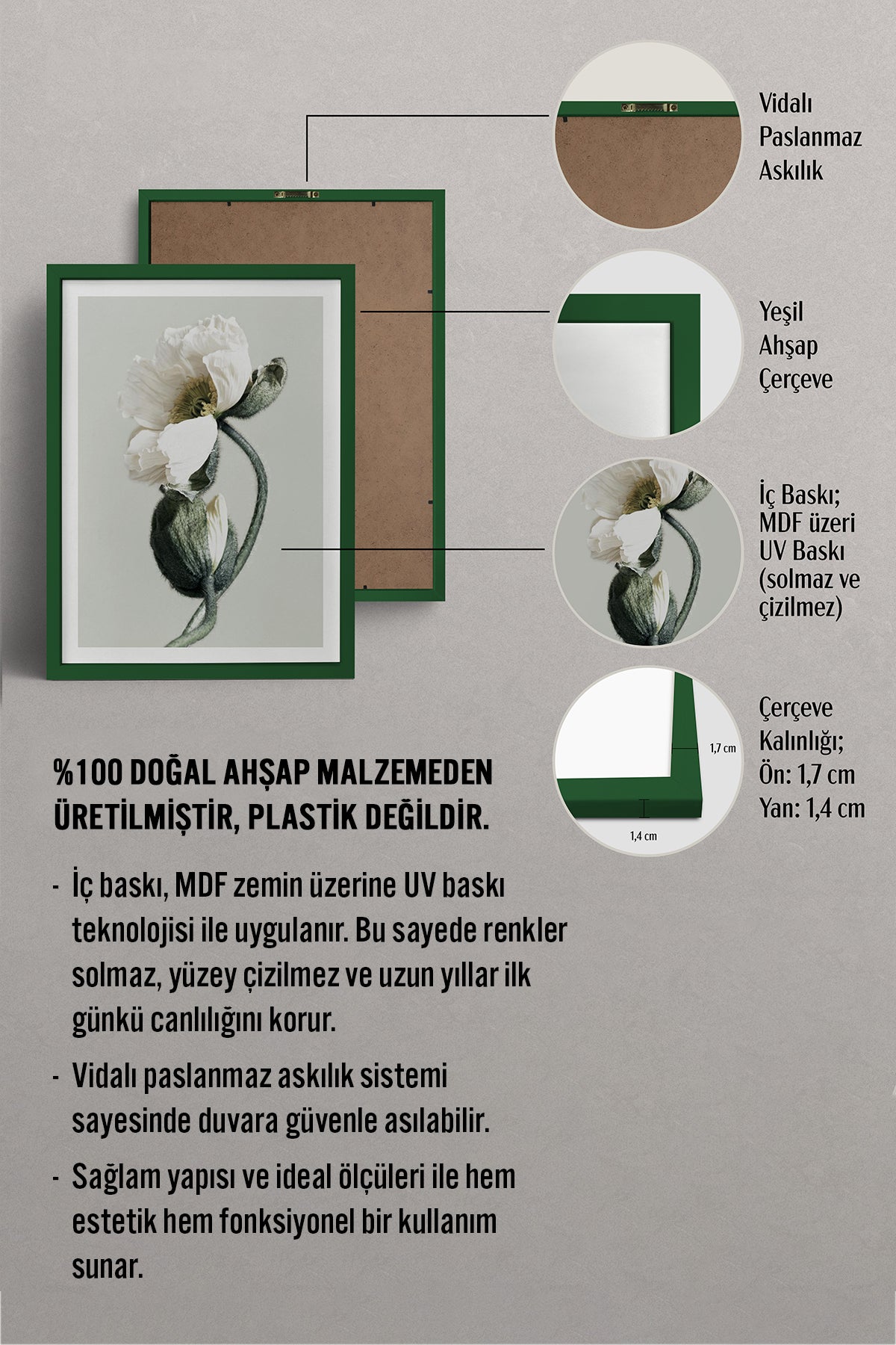 HOMEPACK Ahşap Çerçeveli Tablo Çerçeveli Poster Sanatsal Modern Duvar Dekoru BEK-8308