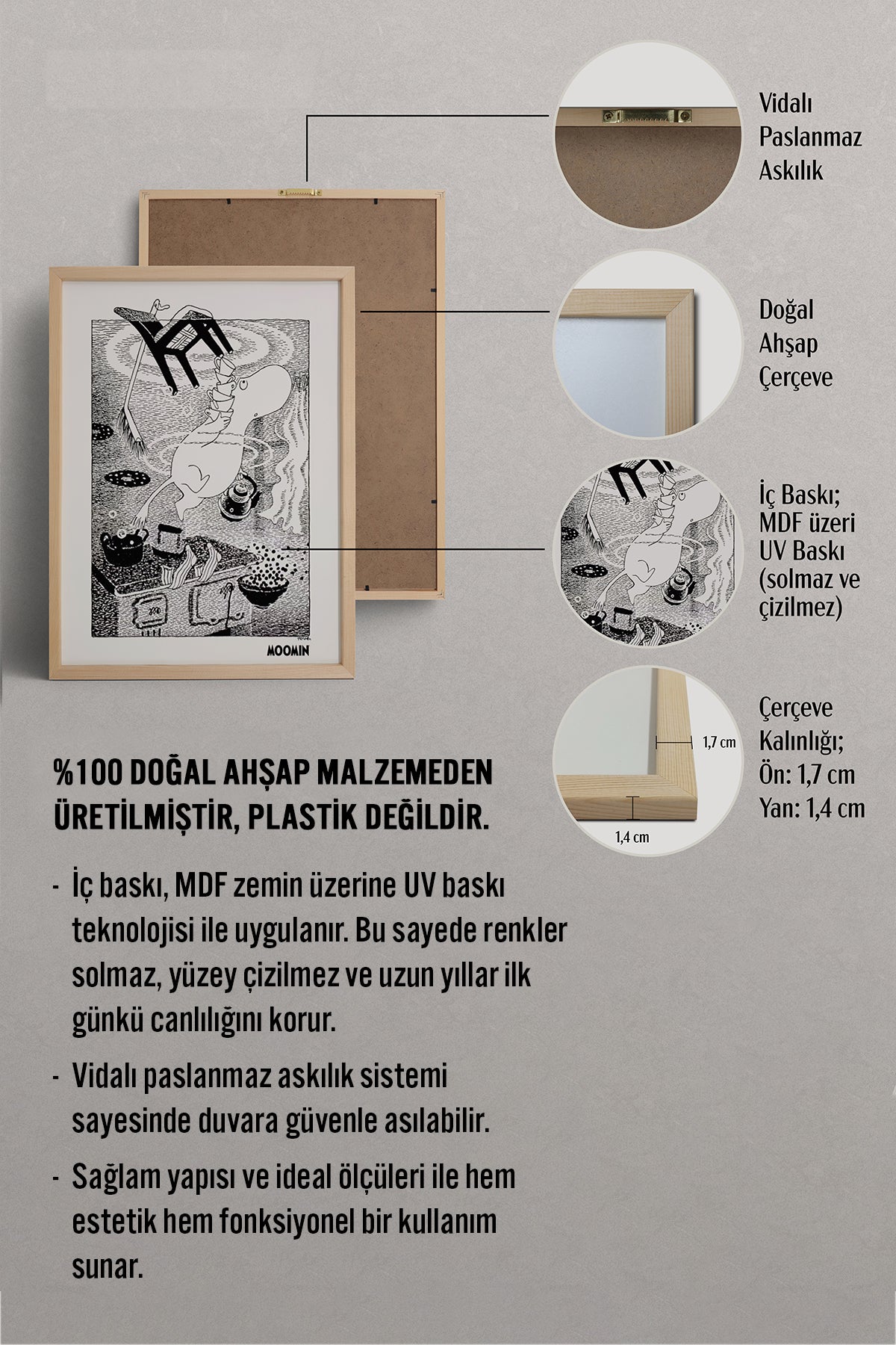 HOMEPACK Ahşap Çerçeveli Tablo Çerçeveli Poster Sanatsal Modern Duvar Dekoru BEK-8309