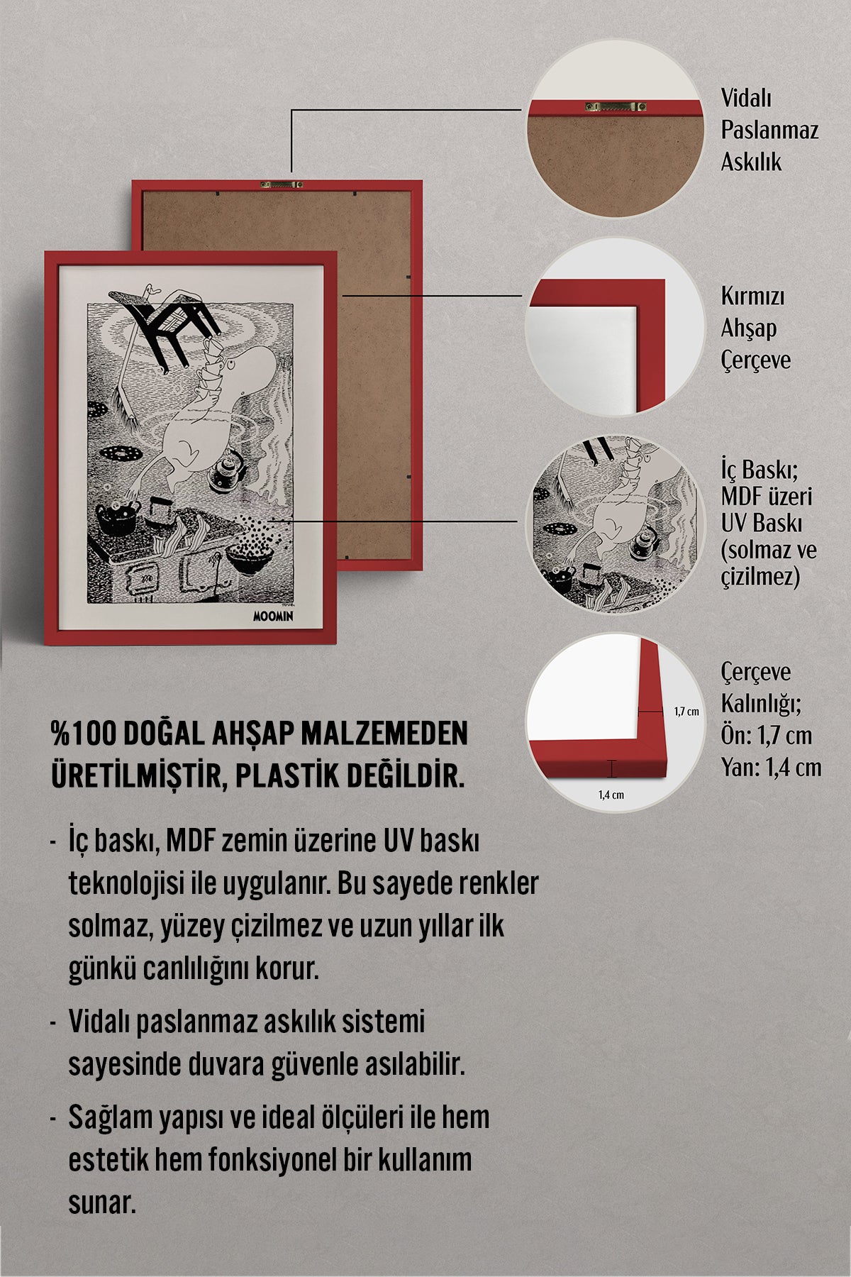 HOMEPACK Ahşap Çerçeveli Tablo Çerçeveli Poster Sanatsal Modern Duvar Dekoru BEK-8309