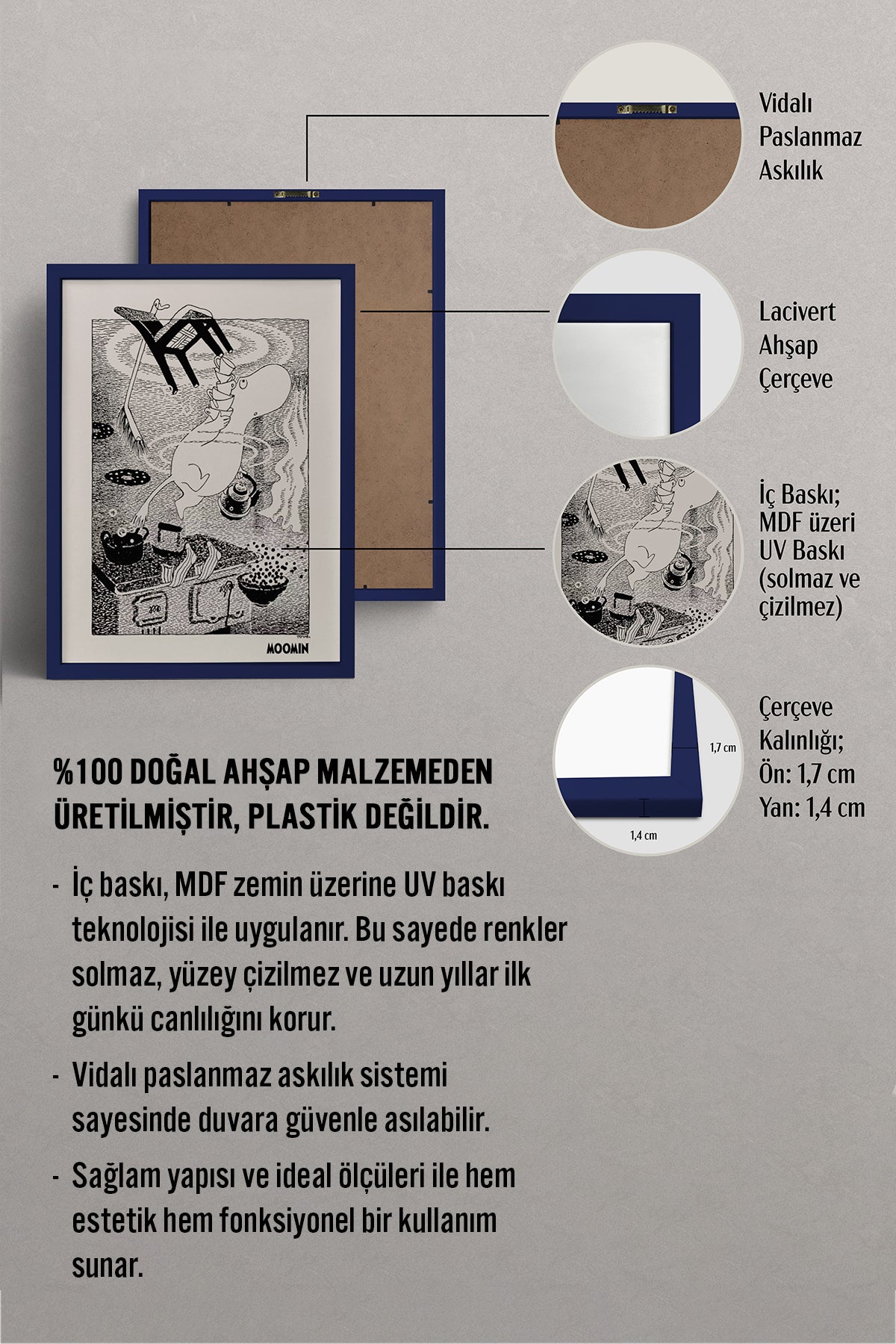 HOMEPACK Ahşap Çerçeveli Tablo Çerçeveli Poster Sanatsal Modern Duvar Dekoru BEK-8309