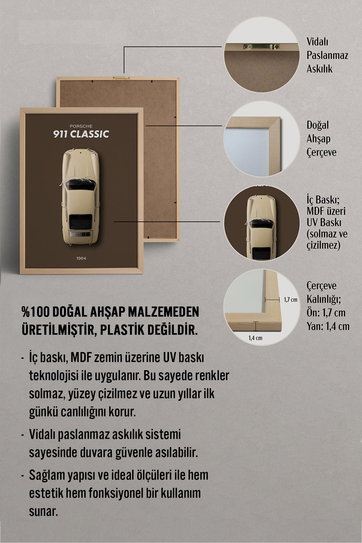 HOMEPACK Ahşap Çerçeveli Tablo Çerçeveli Poster Sanatsal Modern Duvar Dekoru BEK-8310