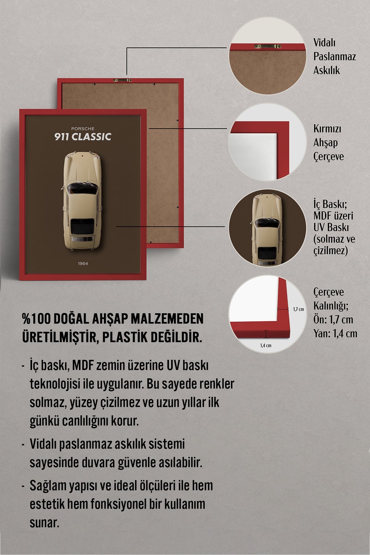 HOMEPACK Ahşap Çerçeveli Tablo Çerçeveli Poster Sanatsal Modern Duvar Dekoru BEK-8310