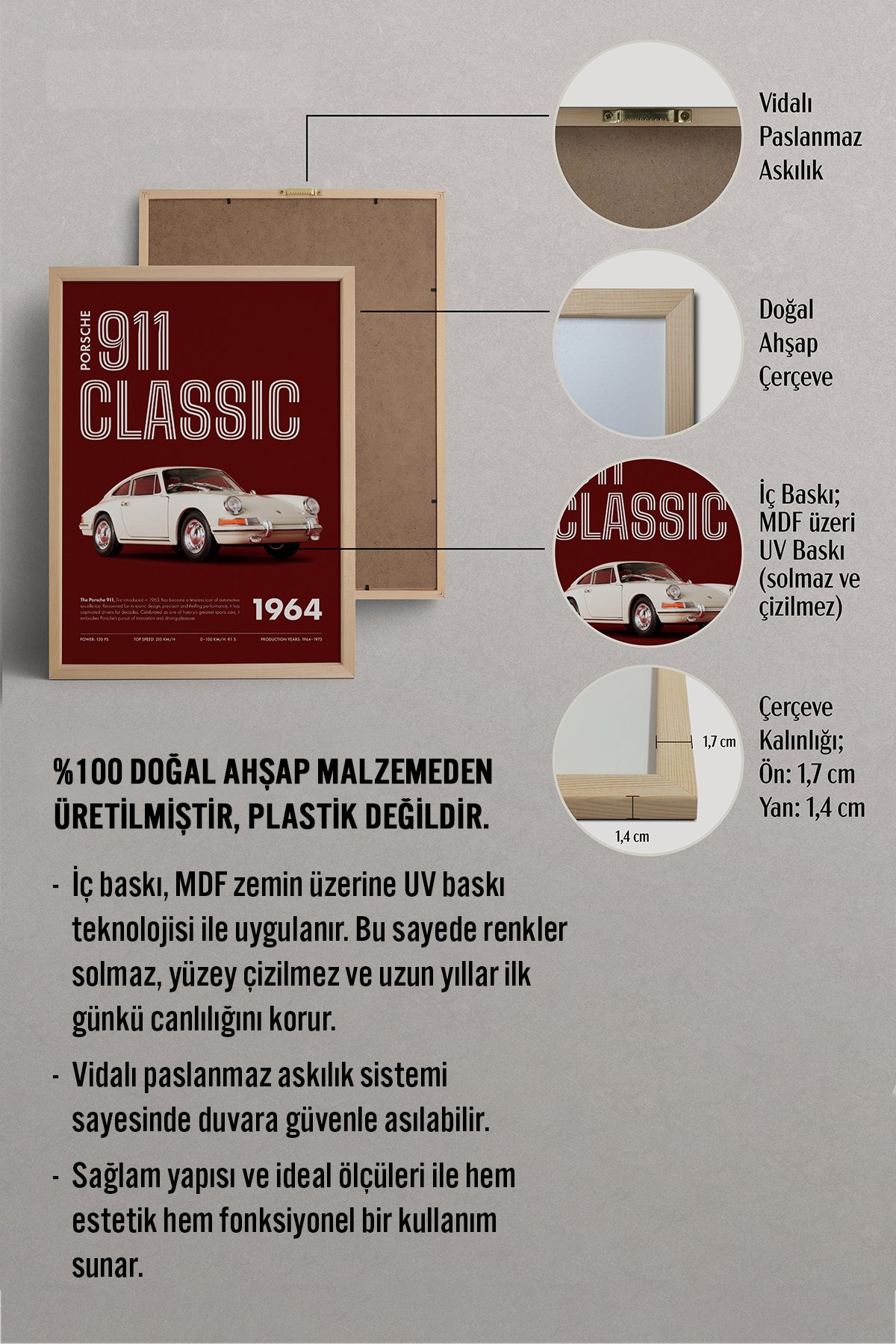 HOMEPACK Ahşap Çerçeveli Tablo Çerçeveli Poster Sanatsal Modern Duvar Dekoru BEK-8311