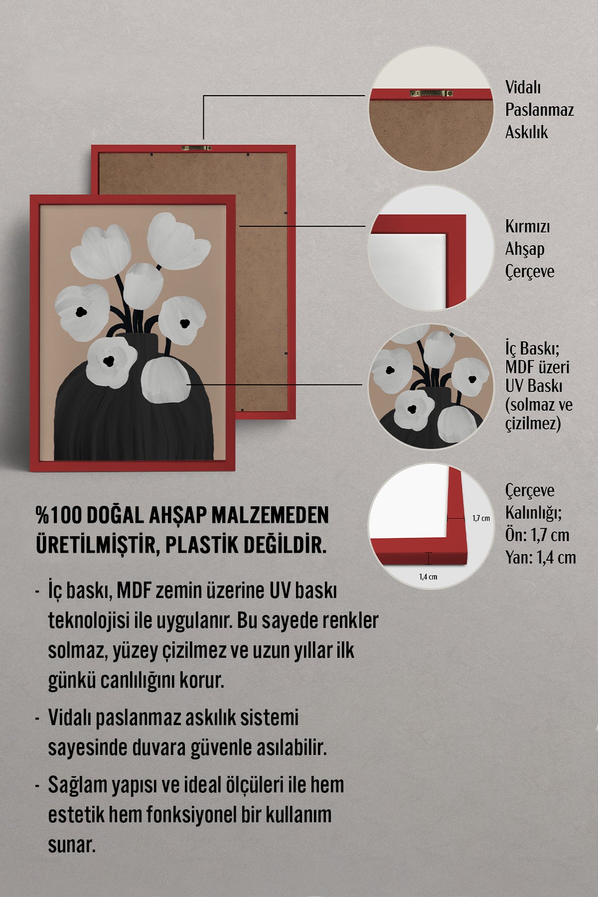 HOMEPACK Ahşap Çerçeveli Tablo Çerçeveli Poster Sanatsal Modern Duvar Dekoru BEK-8312
