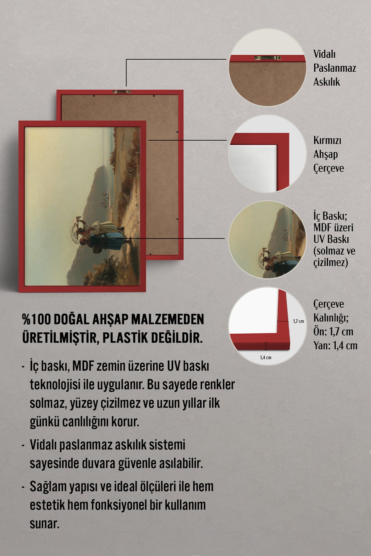 HOMEPACK Ahşap Çerçeveli Tablo Çerçeveli Poster Sanatsal Modern Duvar Dekoru BEK-8314