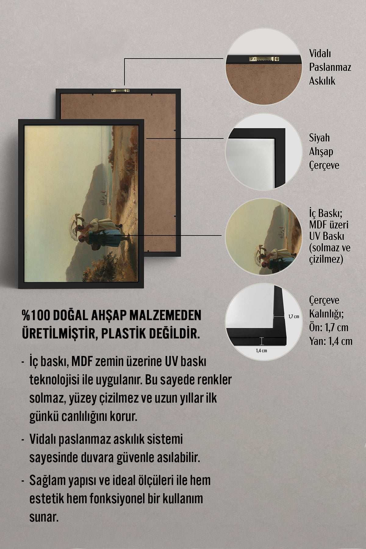 HOMEPACK Ahşap Çerçeveli Tablo Çerçeveli Poster Sanatsal Modern Duvar Dekoru BEK-8314