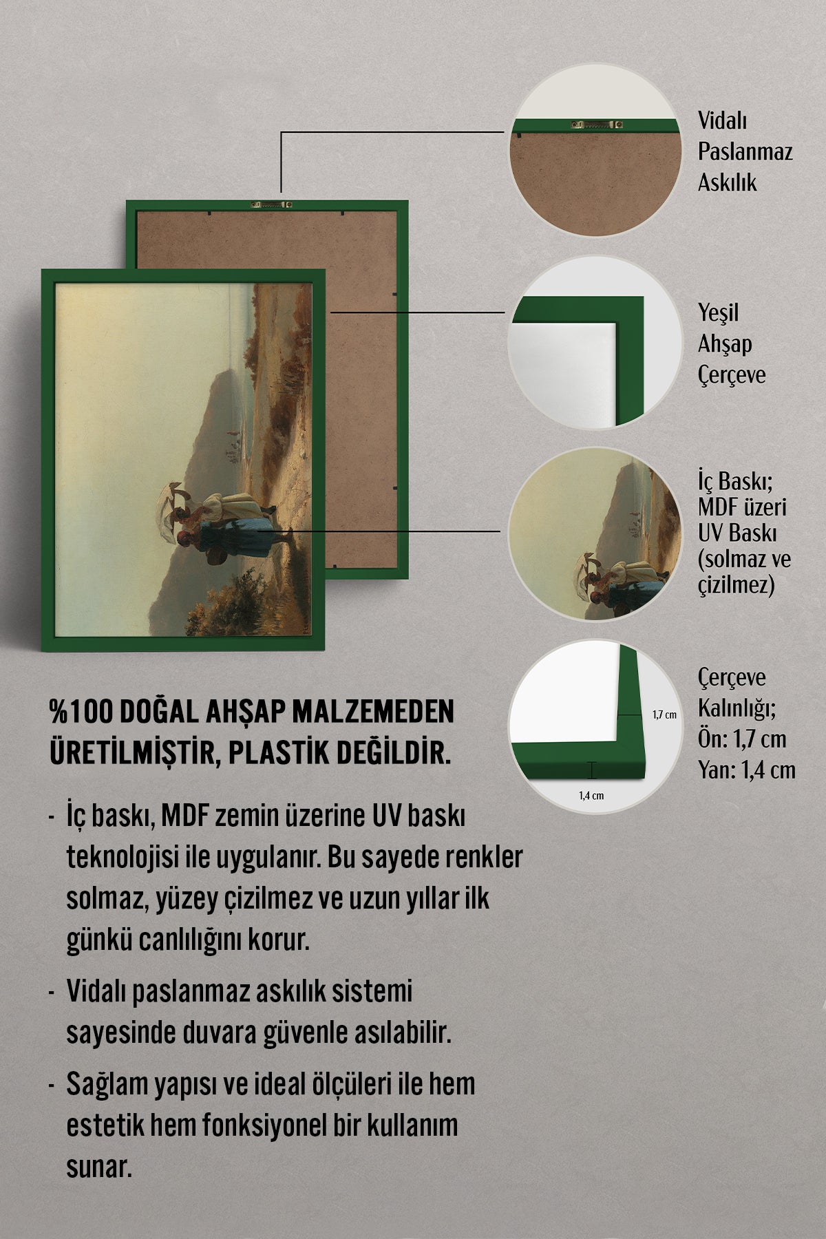 HOMEPACK Ahşap Çerçeveli Tablo Çerçeveli Poster Sanatsal Modern Duvar Dekoru BEK-8314