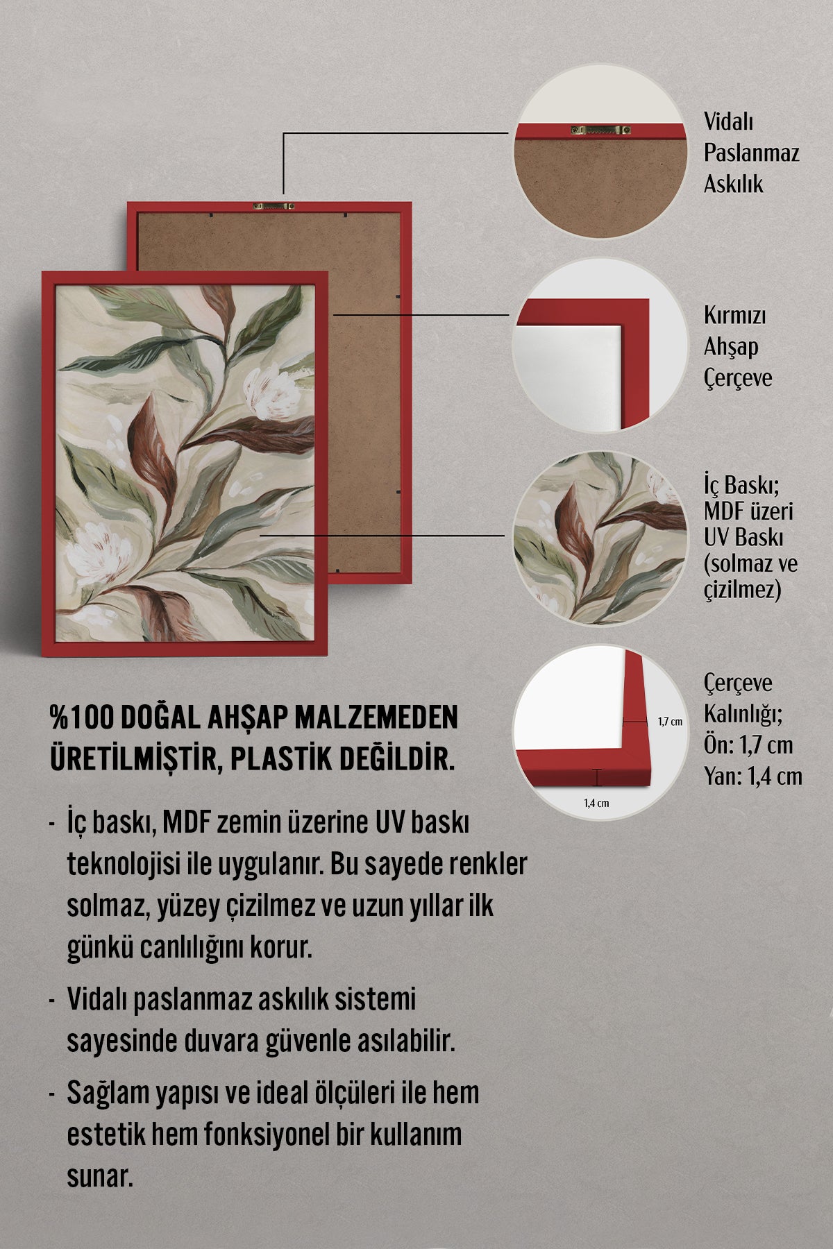HOMEPACK Ahşap Çerçeveli Tablo Çerçeveli Poster Sanatsal Modern Duvar Dekoru BEK-8316