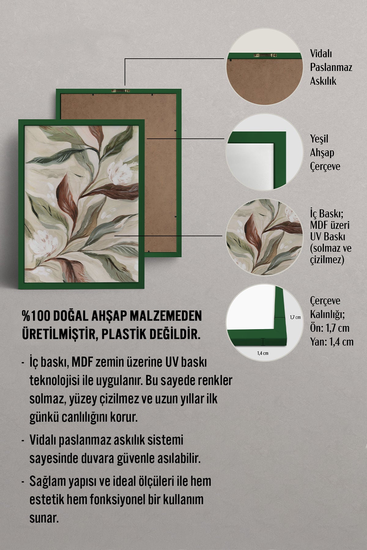 HOMEPACK Ahşap Çerçeveli Tablo Çerçeveli Poster Sanatsal Modern Duvar Dekoru BEK-8316