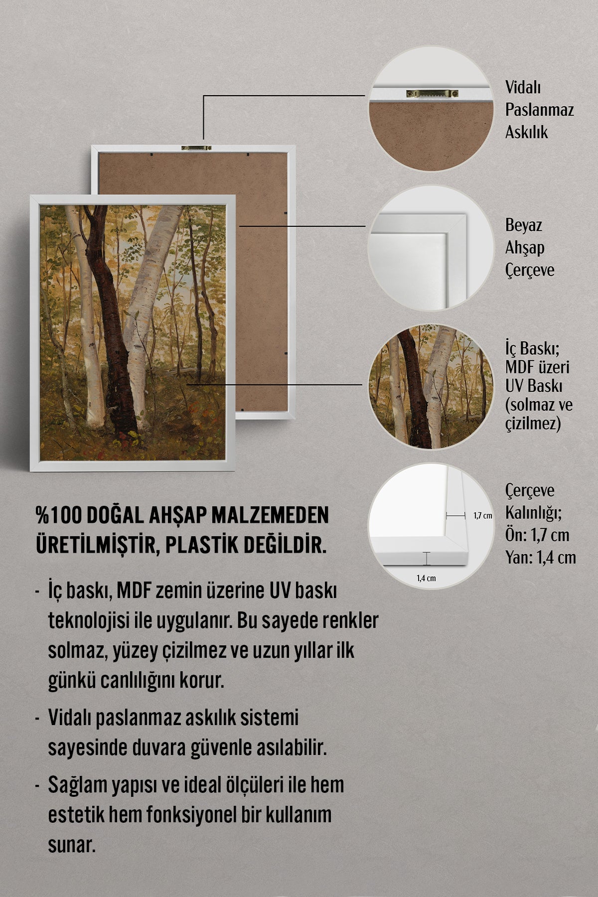 HOMEPACK Ahşap Çerçeveli Tablo Çerçeveli Poster Sanatsal Modern Duvar Dekoru BEK-8317