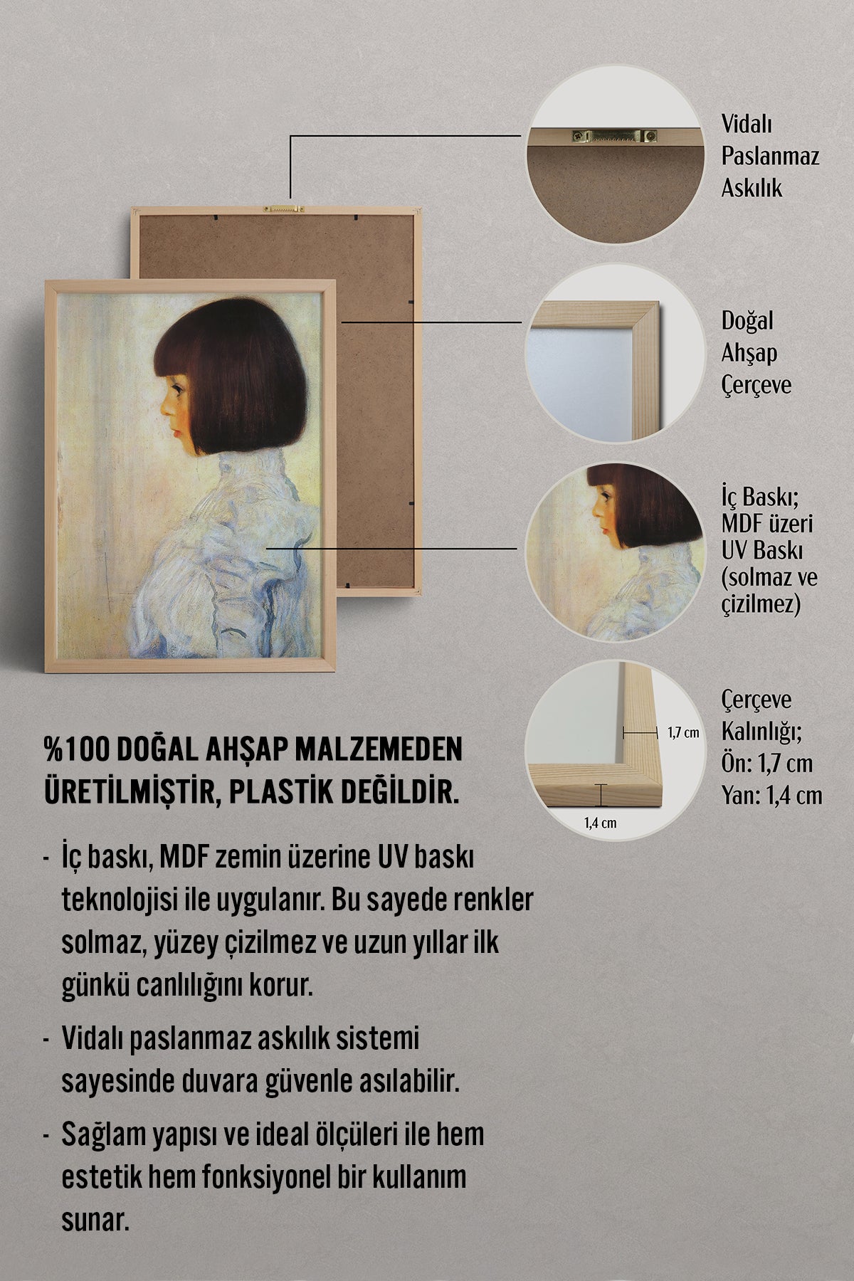 HOMEPACK Ahşap Çerçeveli Tablo Çerçeveli Poster Sanatsal Modern Duvar Dekoru BEK-8318