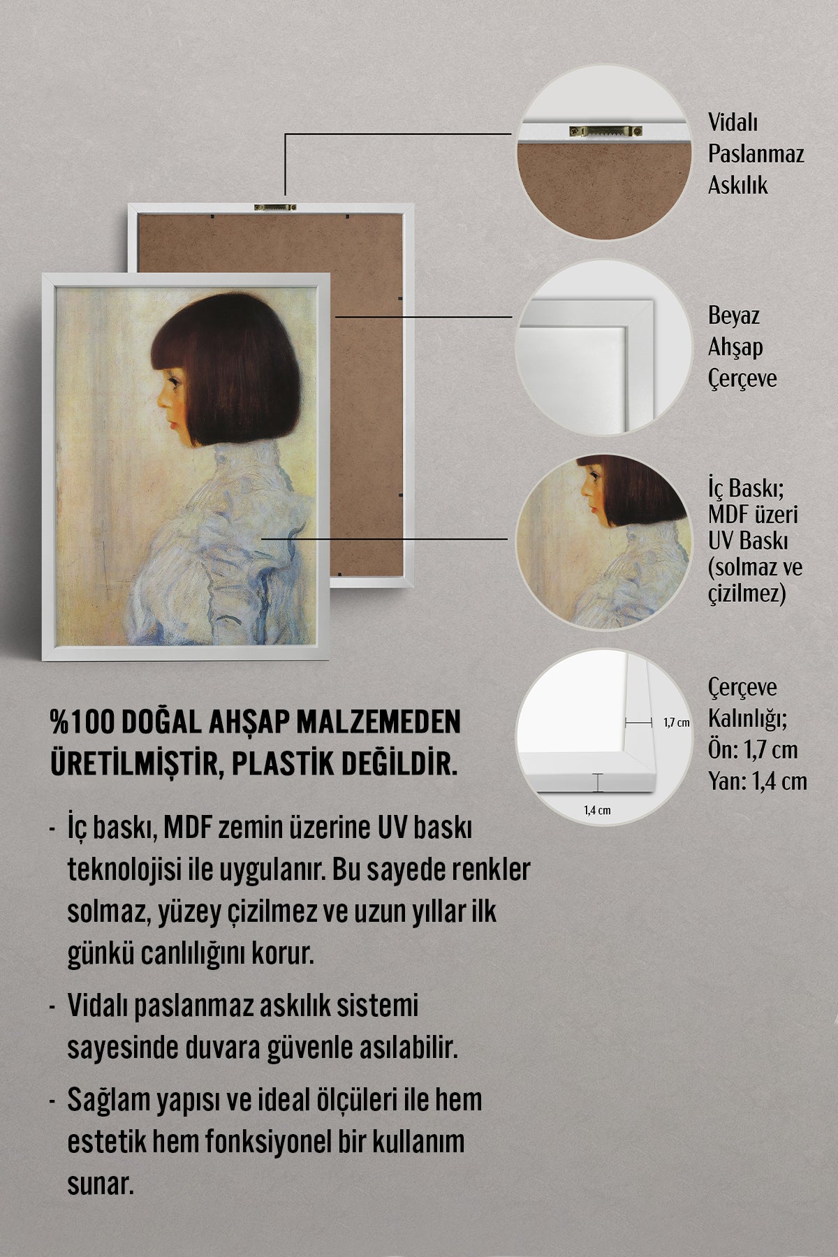 HOMEPACK Ahşap Çerçeveli Tablo Çerçeveli Poster Sanatsal Modern Duvar Dekoru BEK-8318