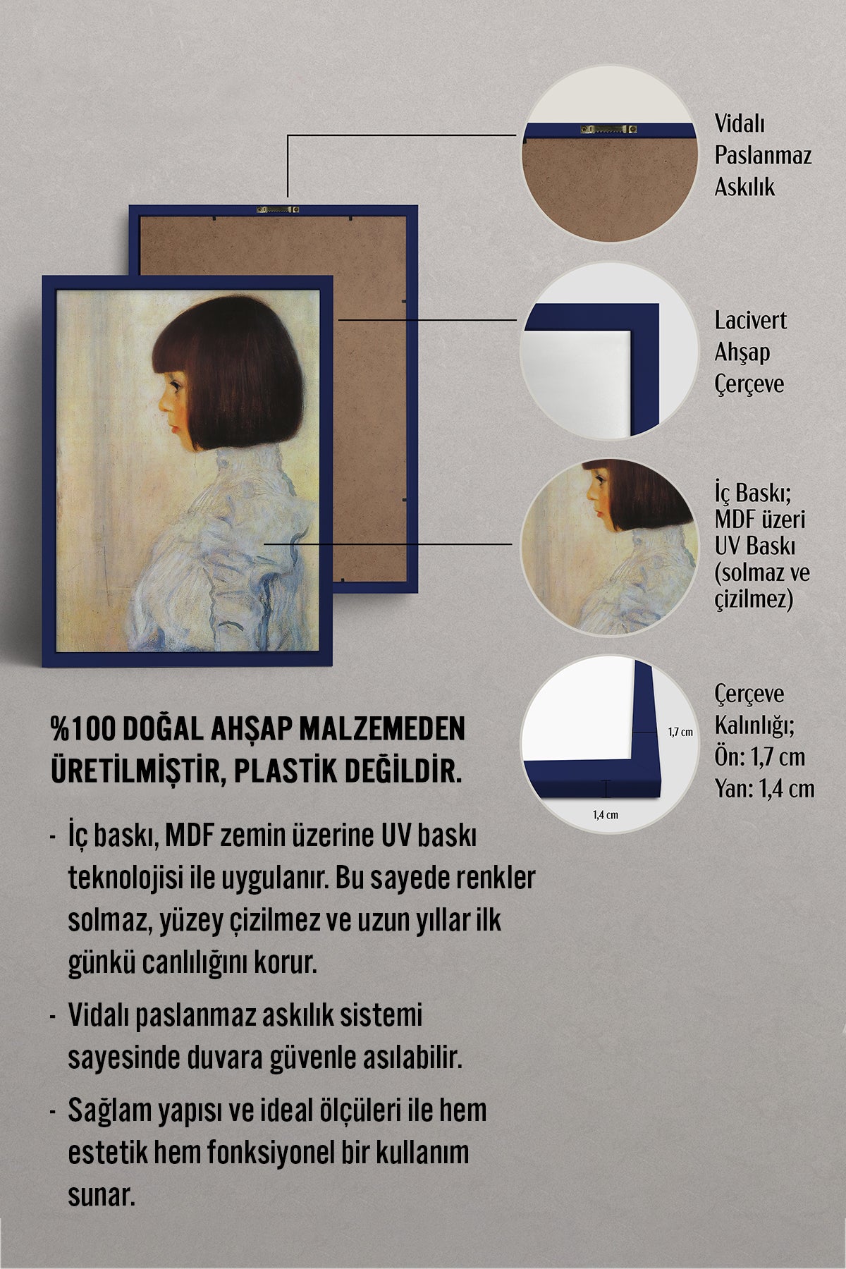 HOMEPACK Ahşap Çerçeveli Tablo Çerçeveli Poster Sanatsal Modern Duvar Dekoru BEK-8318