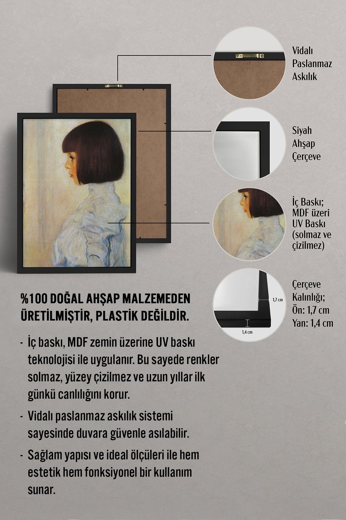 HOMEPACK Ahşap Çerçeveli Tablo Çerçeveli Poster Sanatsal Modern Duvar Dekoru BEK-8318