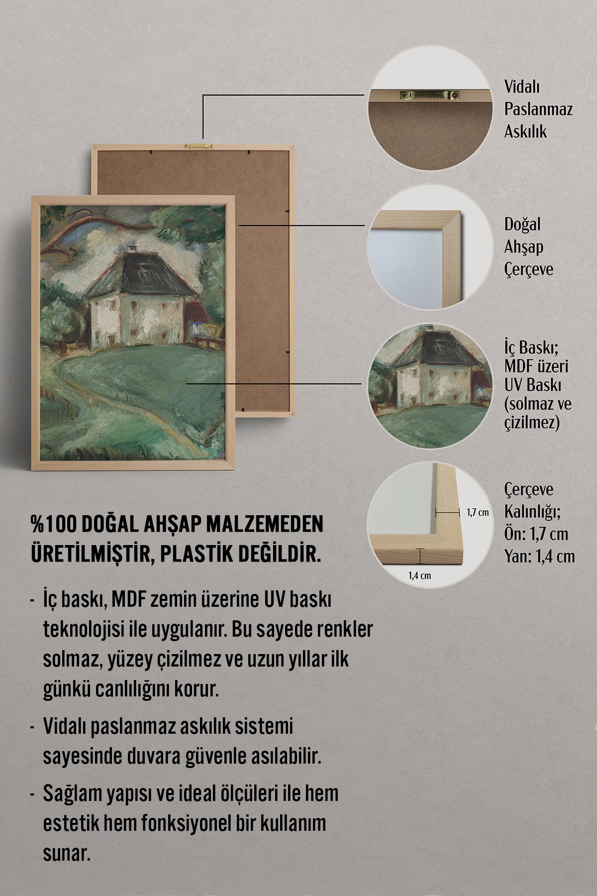 HOMEPACK Ahşap Çerçeveli Tablo Çerçeveli Poster Sanatsal Modern Duvar Dekoru BEK-8319