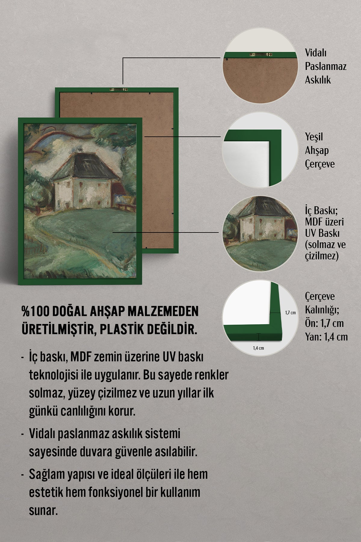 HOMEPACK Ahşap Çerçeveli Tablo Çerçeveli Poster Sanatsal Modern Duvar Dekoru BEK-8319
