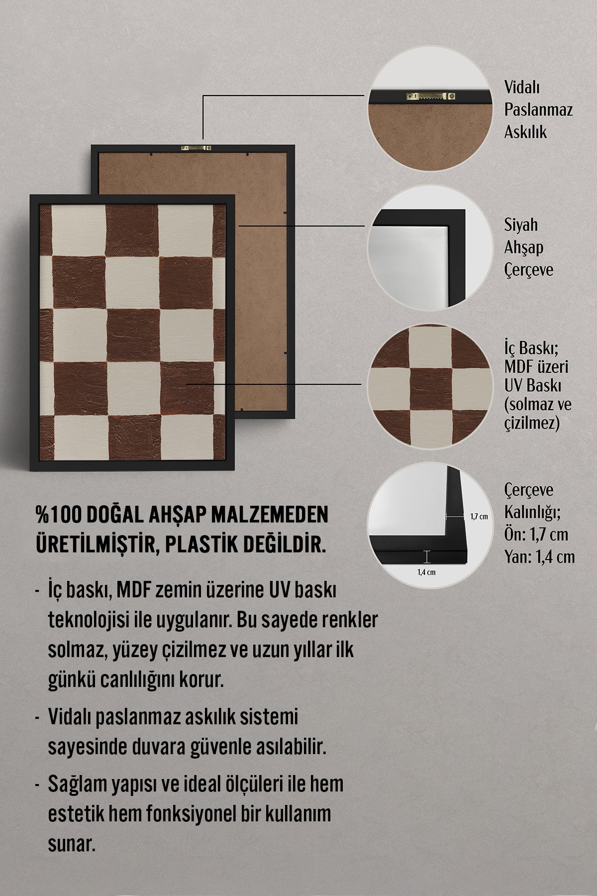 HOMEPACK Ahşap Çerçeveli Tablo Çerçeveli Poster Sanatsal Modern Duvar Dekoru BEK-8320