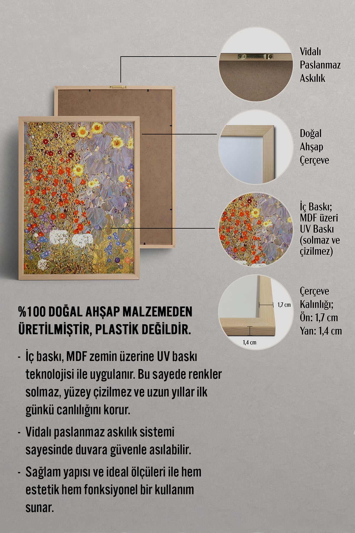 HOMEPACK Ahşap Çerçeveli Tablo Çerçeveli Poster Sanatsal Modern Duvar Dekoru BEK-8321