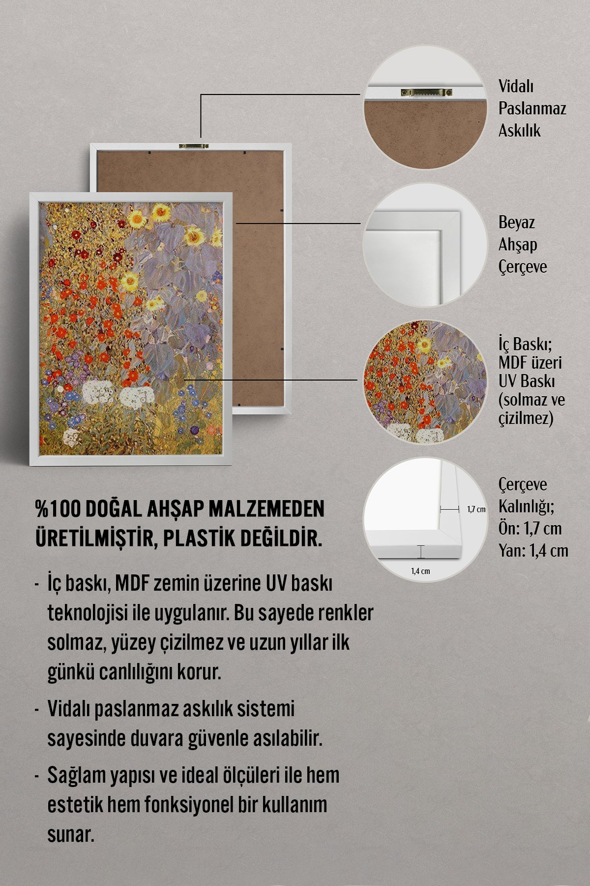 HOMEPACK Ahşap Çerçeveli Tablo Çerçeveli Poster Sanatsal Modern Duvar Dekoru BEK-8321