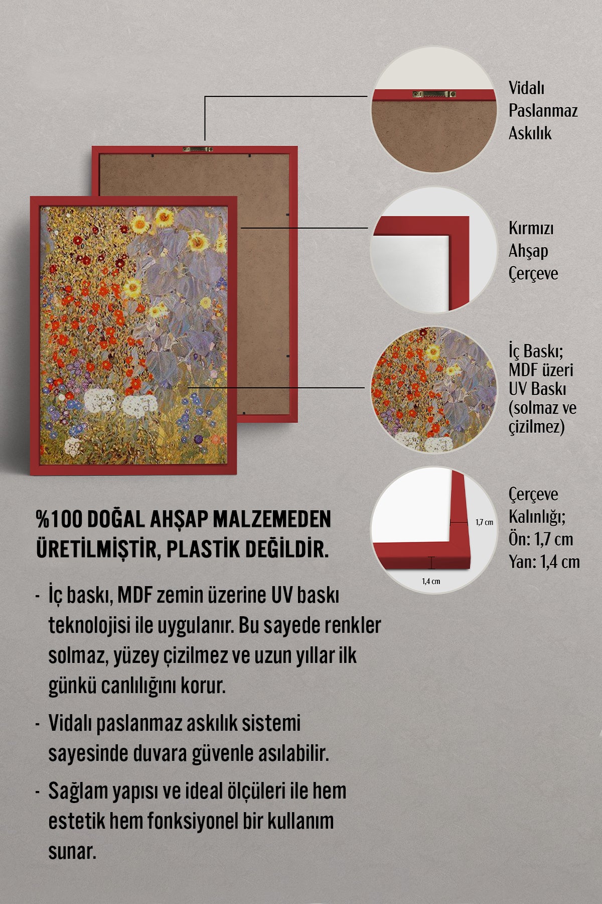 HOMEPACK Ahşap Çerçeveli Tablo Çerçeveli Poster Sanatsal Modern Duvar Dekoru BEK-8321