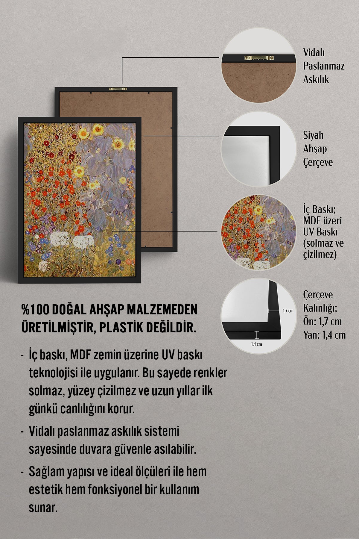 HOMEPACK Ahşap Çerçeveli Tablo Çerçeveli Poster Sanatsal Modern Duvar Dekoru BEK-8321