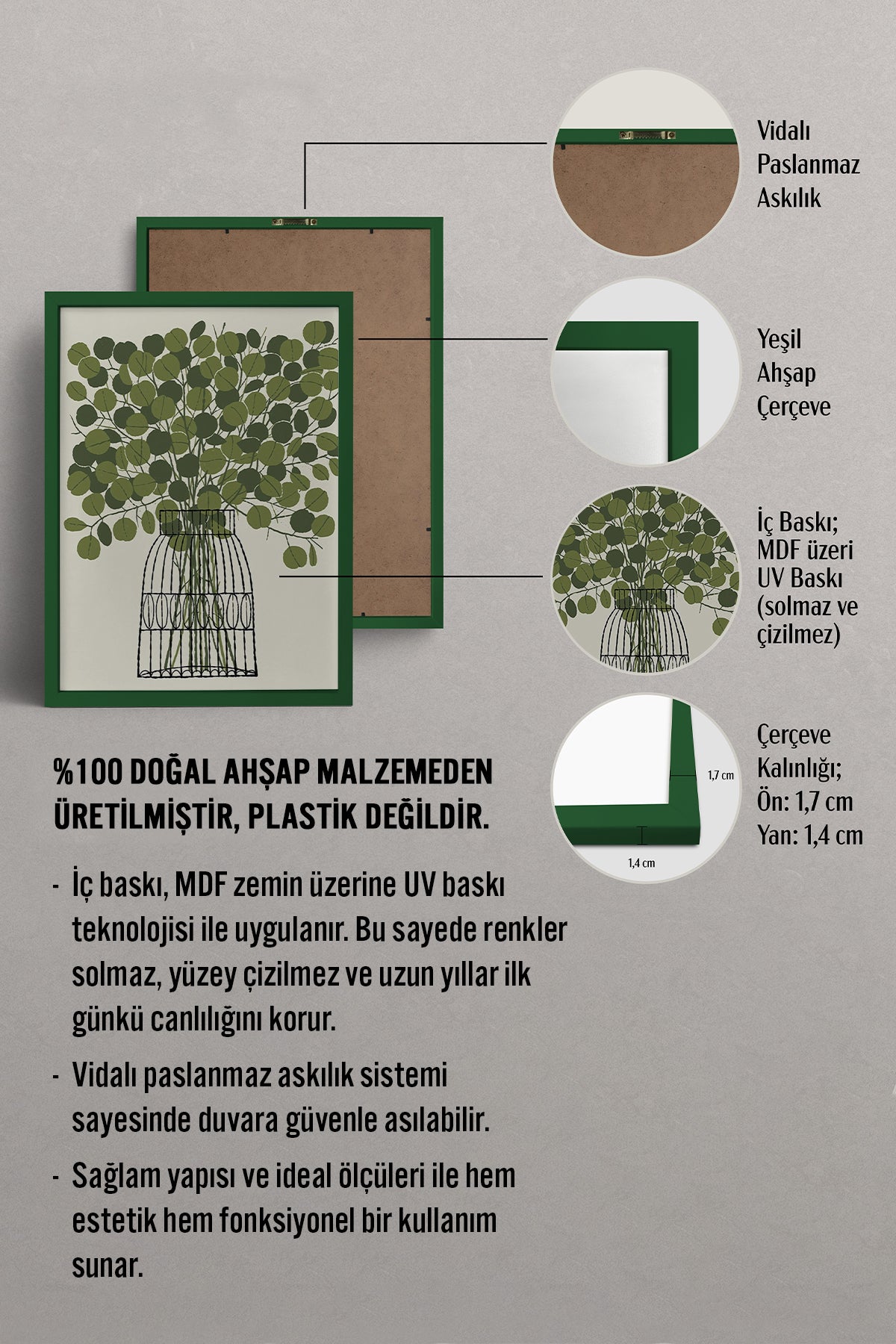 HOMEPACK Ahşap Çerçeveli Tablo Çerçeveli Poster Sanatsal Modern Duvar Dekoru BEK-8322