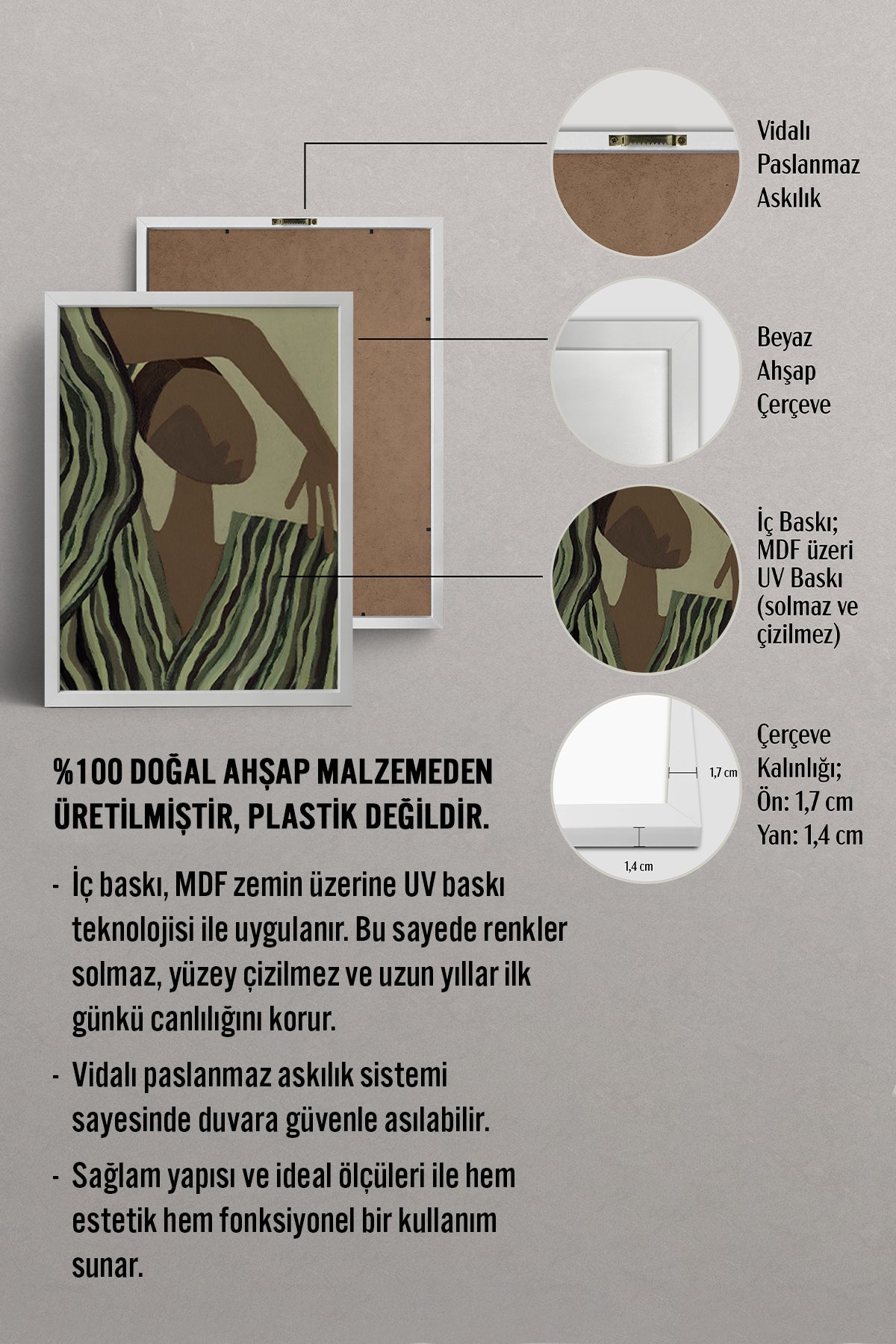 HOMEPACK Ahşap Çerçeveli Tablo Çerçeveli Poster Sanatsal Modern Duvar Dekoru BEK-8324