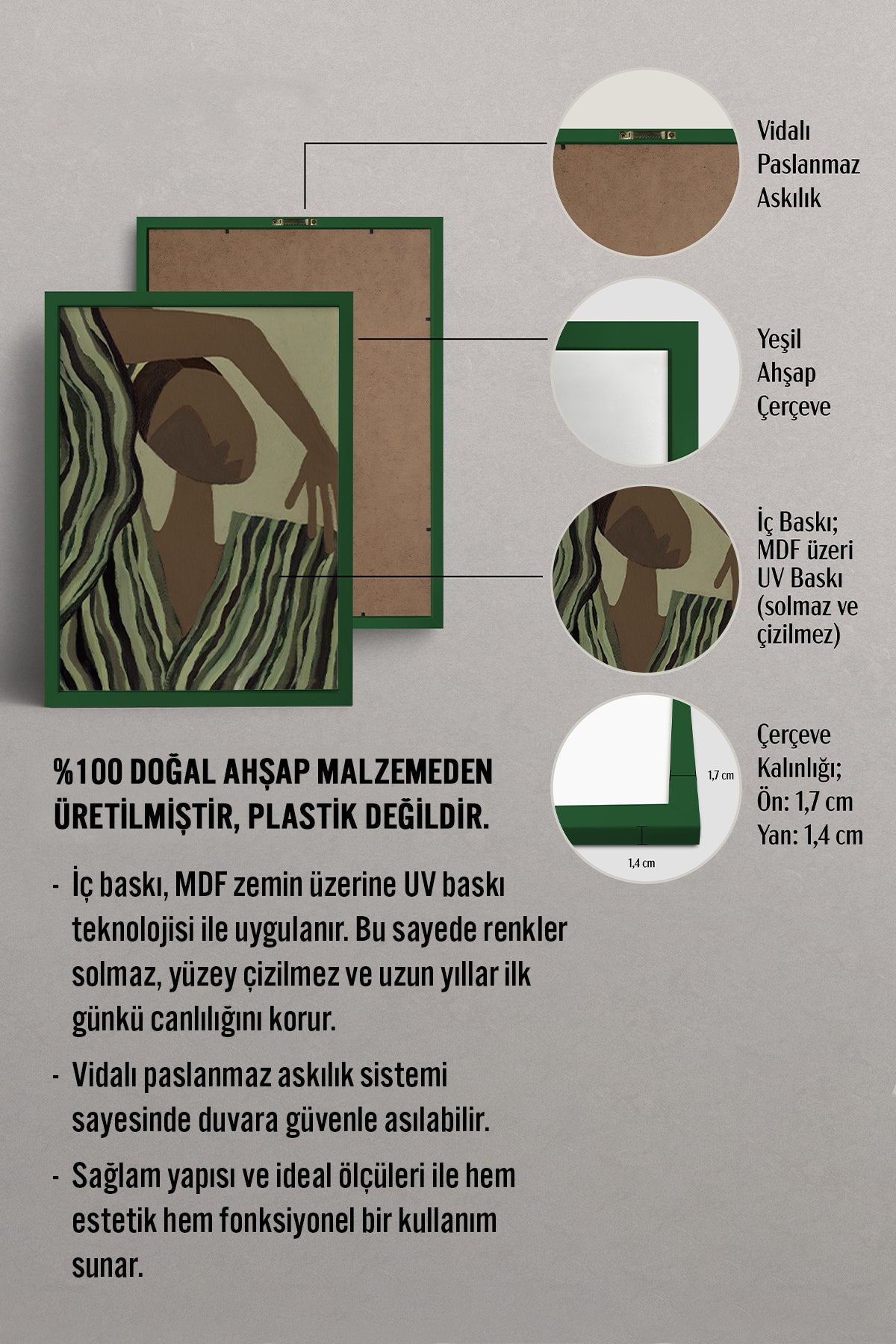 HOMEPACK Ahşap Çerçeveli Tablo Çerçeveli Poster Sanatsal Modern Duvar Dekoru BEK-8324