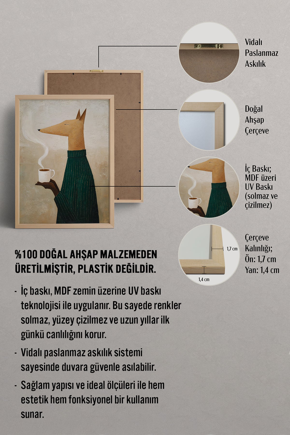 HOMEPACK Ahşap Çerçeveli Tablo Çerçeveli Poster Sanatsal Modern Duvar Dekoru BEK-8325