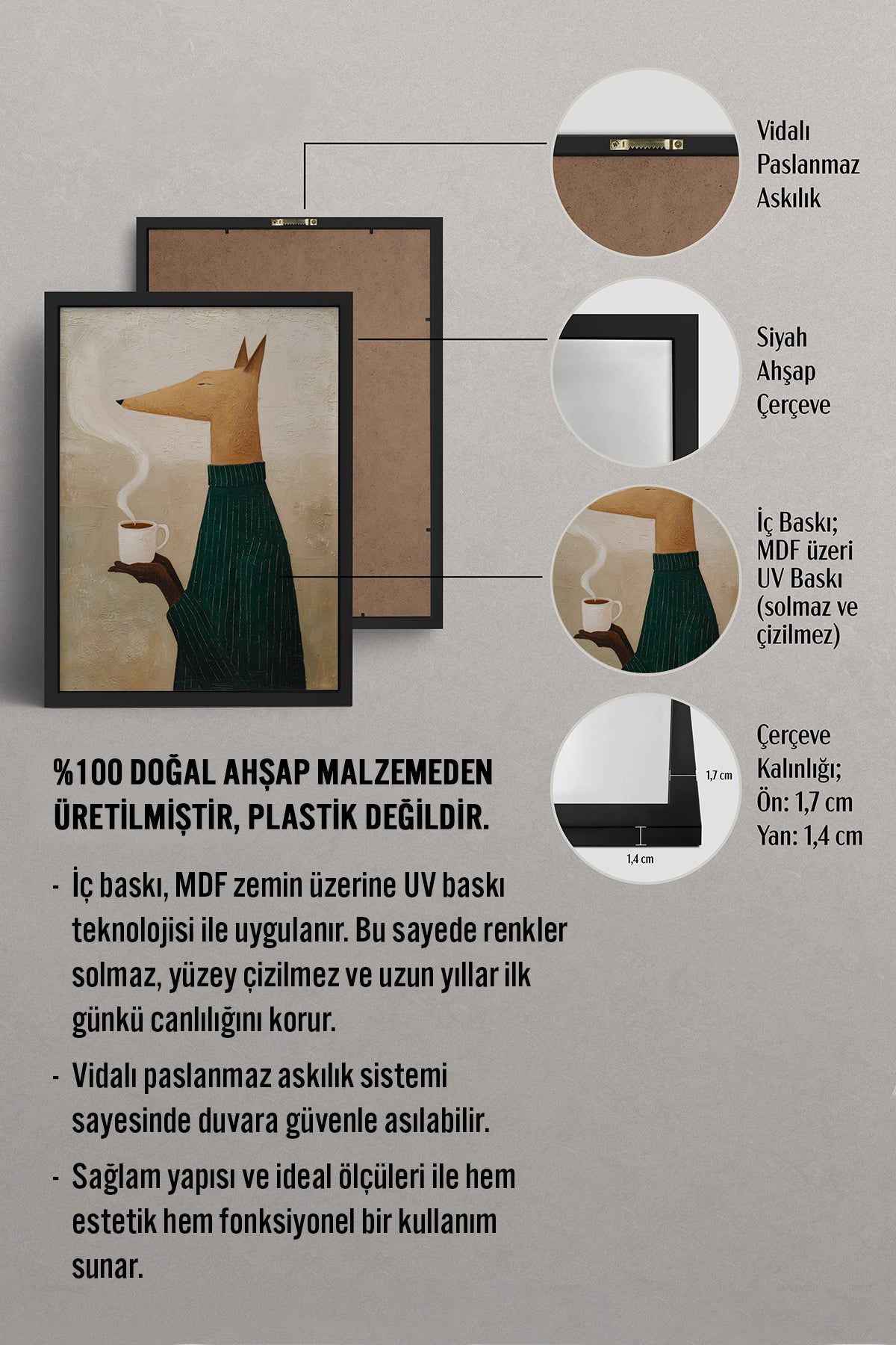 HOMEPACK Ahşap Çerçeveli Tablo Çerçeveli Poster Sanatsal Modern Duvar Dekoru BEK-8325