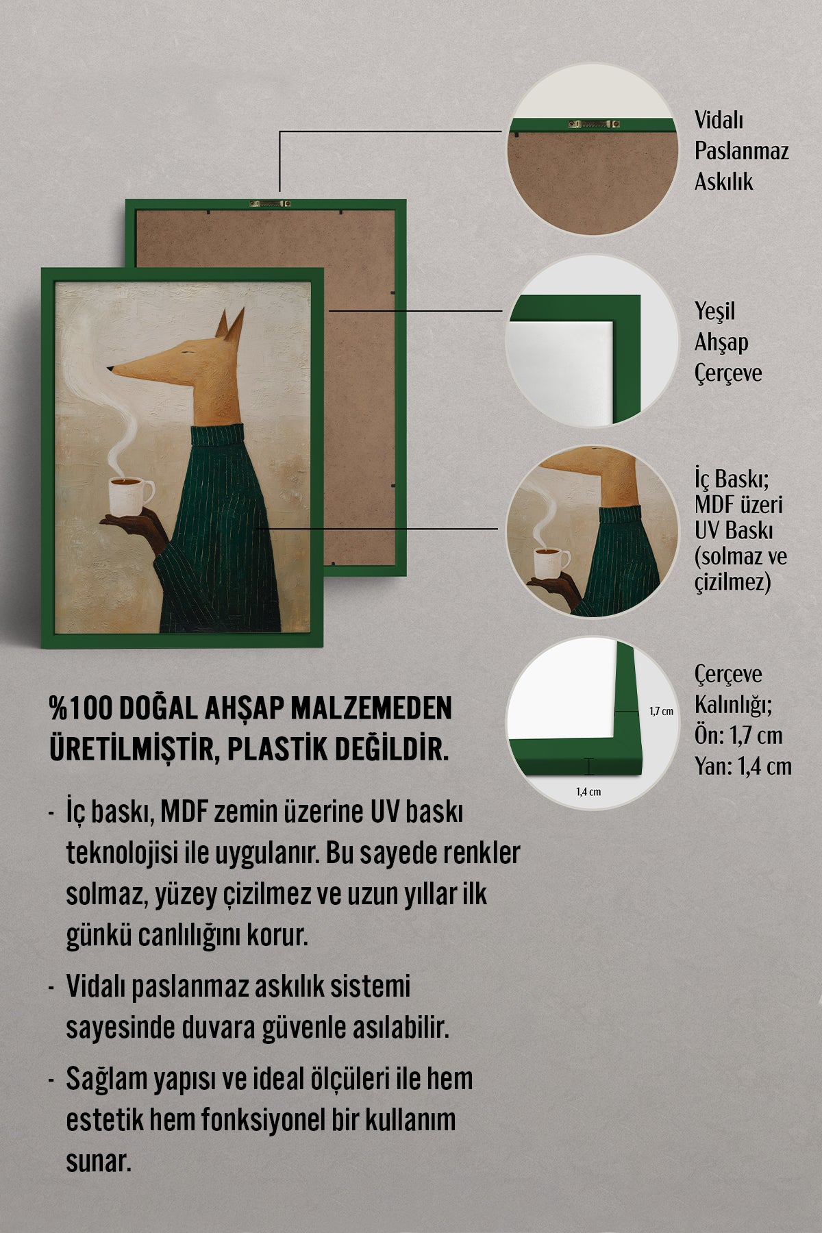 HOMEPACK Ahşap Çerçeveli Tablo Çerçeveli Poster Sanatsal Modern Duvar Dekoru BEK-8325
