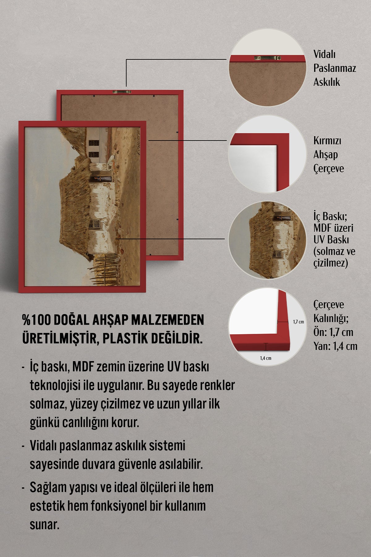 HOMEPACK Ahşap Çerçeveli Tablo Çerçeveli Poster Sanatsal Modern Duvar Dekoru BEK-8326