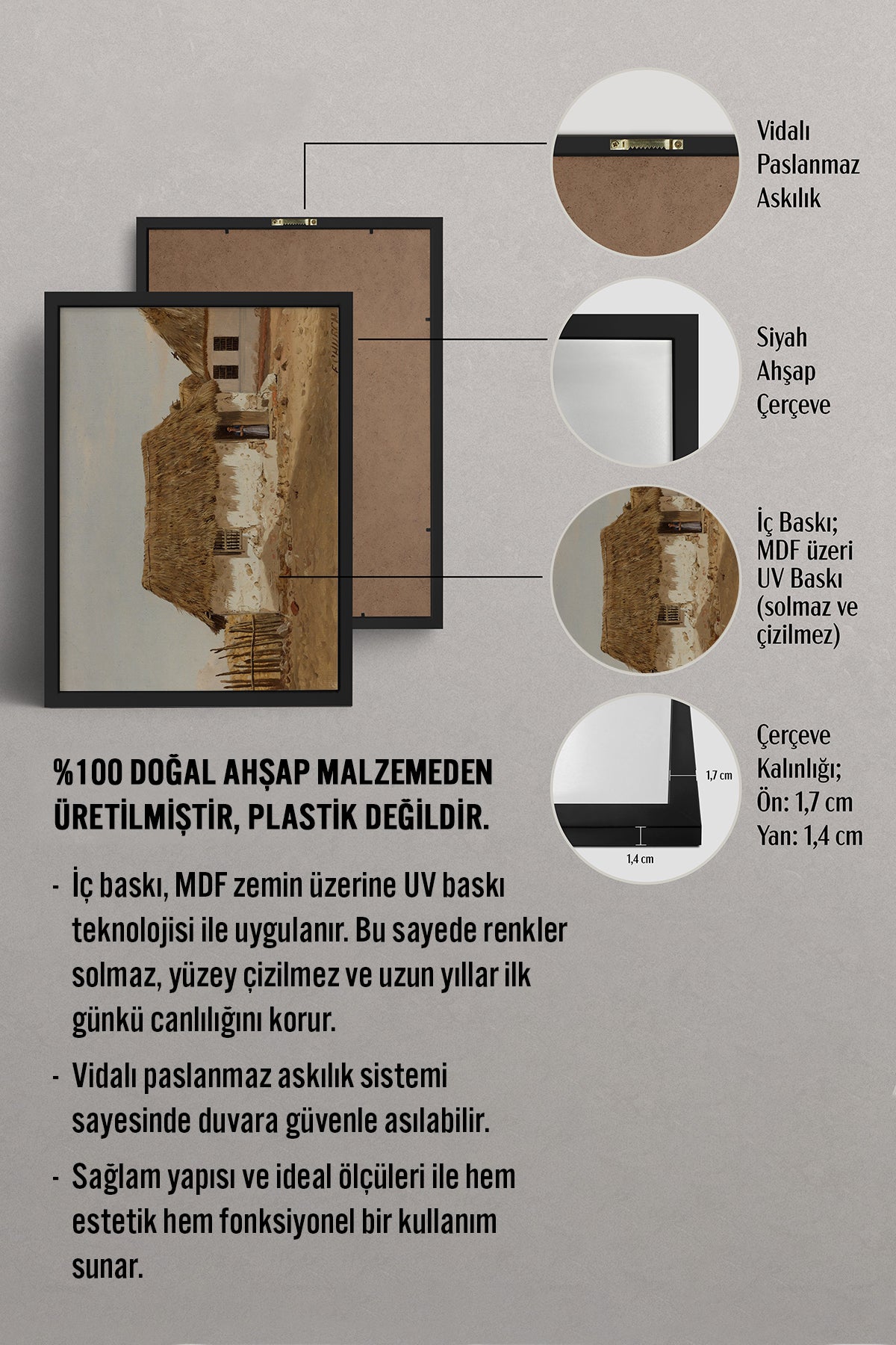 HOMEPACK Ahşap Çerçeveli Tablo Çerçeveli Poster Sanatsal Modern Duvar Dekoru BEK-8326