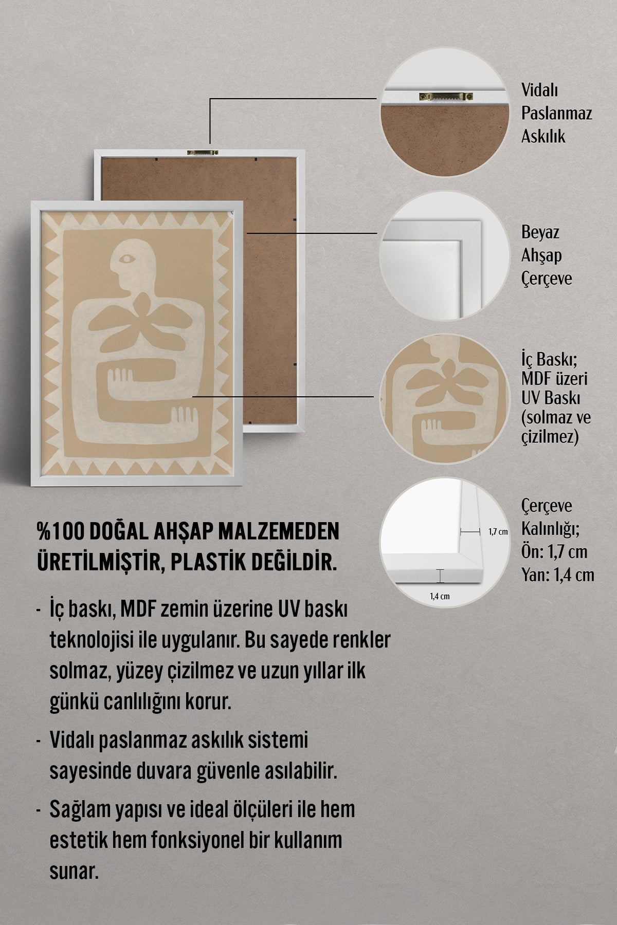 HOMEPACK Ahşap Çerçeveli Tablo Çerçeveli Poster Sanatsal Modern Duvar Dekoru BEK-8327