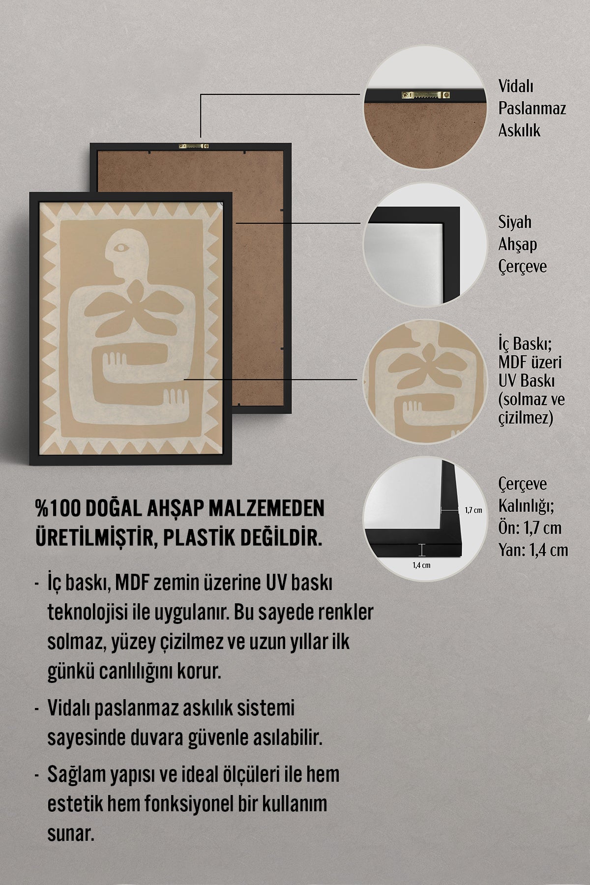 HOMEPACK Ahşap Çerçeveli Tablo Çerçeveli Poster Sanatsal Modern Duvar Dekoru BEK-8327