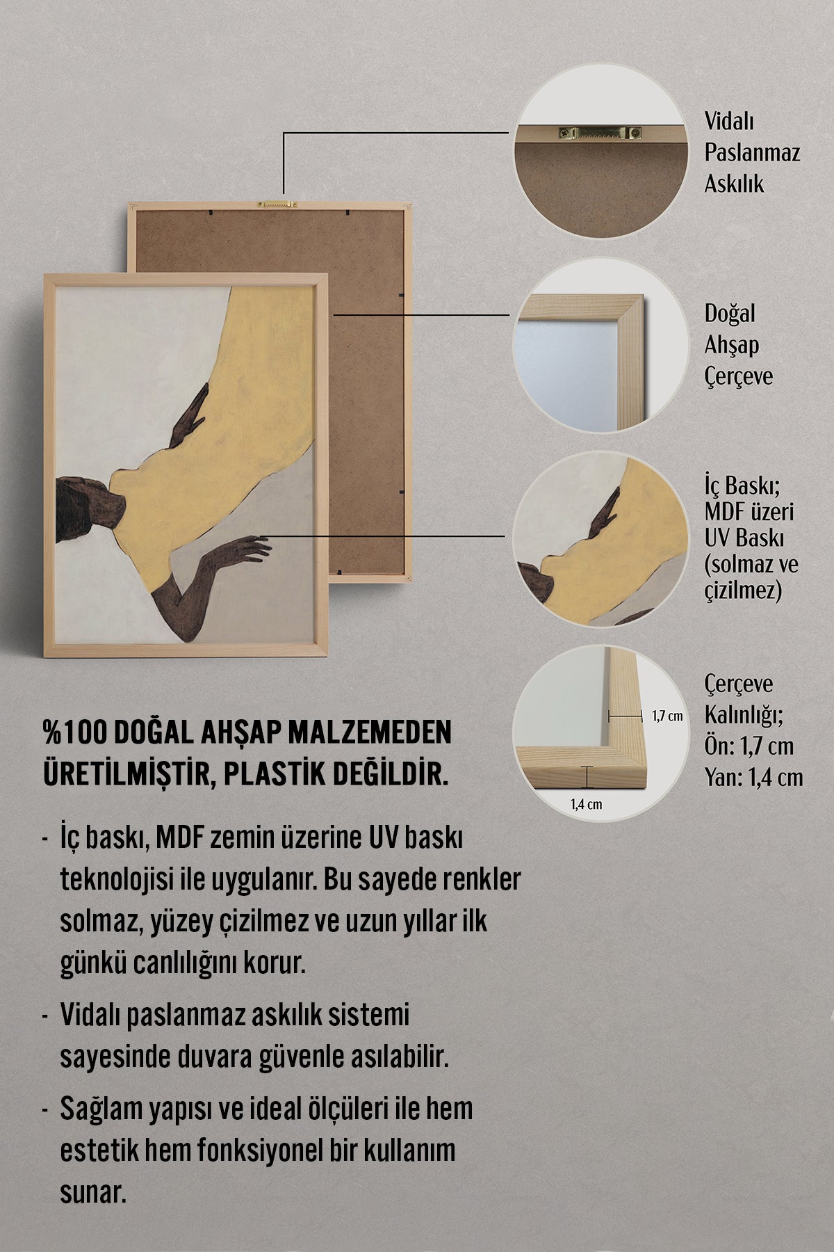 HOMEPACK Ahşap Çerçeveli Tablo Çerçeveli Poster Sanatsal Modern Duvar Dekoru BEK-8328