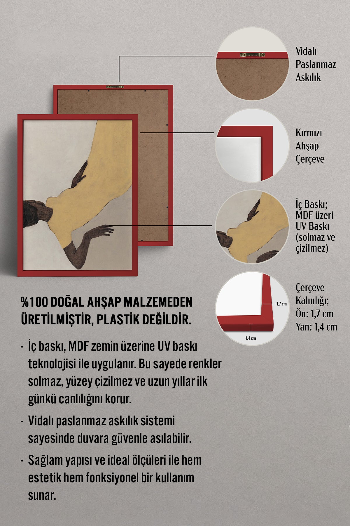 HOMEPACK Ahşap Çerçeveli Tablo Çerçeveli Poster Sanatsal Modern Duvar Dekoru BEK-8328