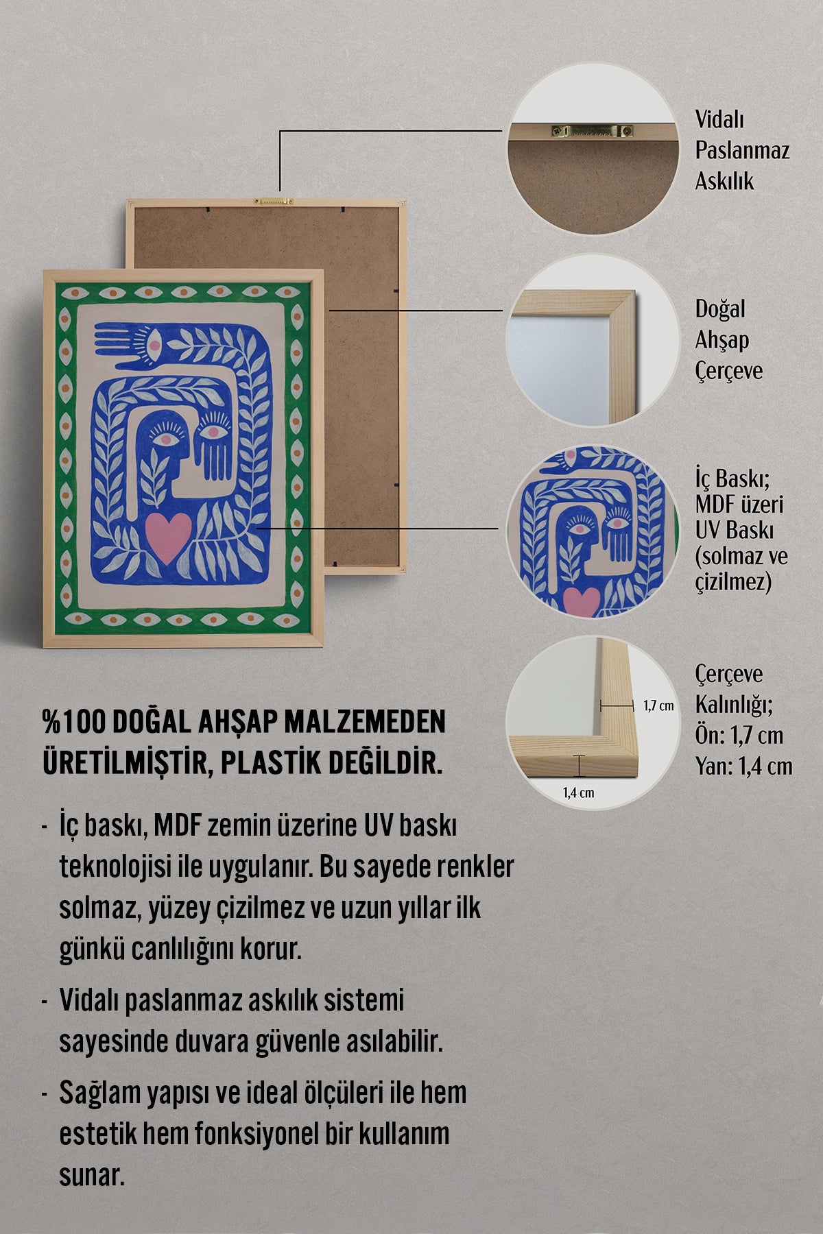 HOMEPACK Ahşap Çerçeveli Tablo Çerçeveli Poster Sanatsal Modern Duvar Dekoru BEK-8330